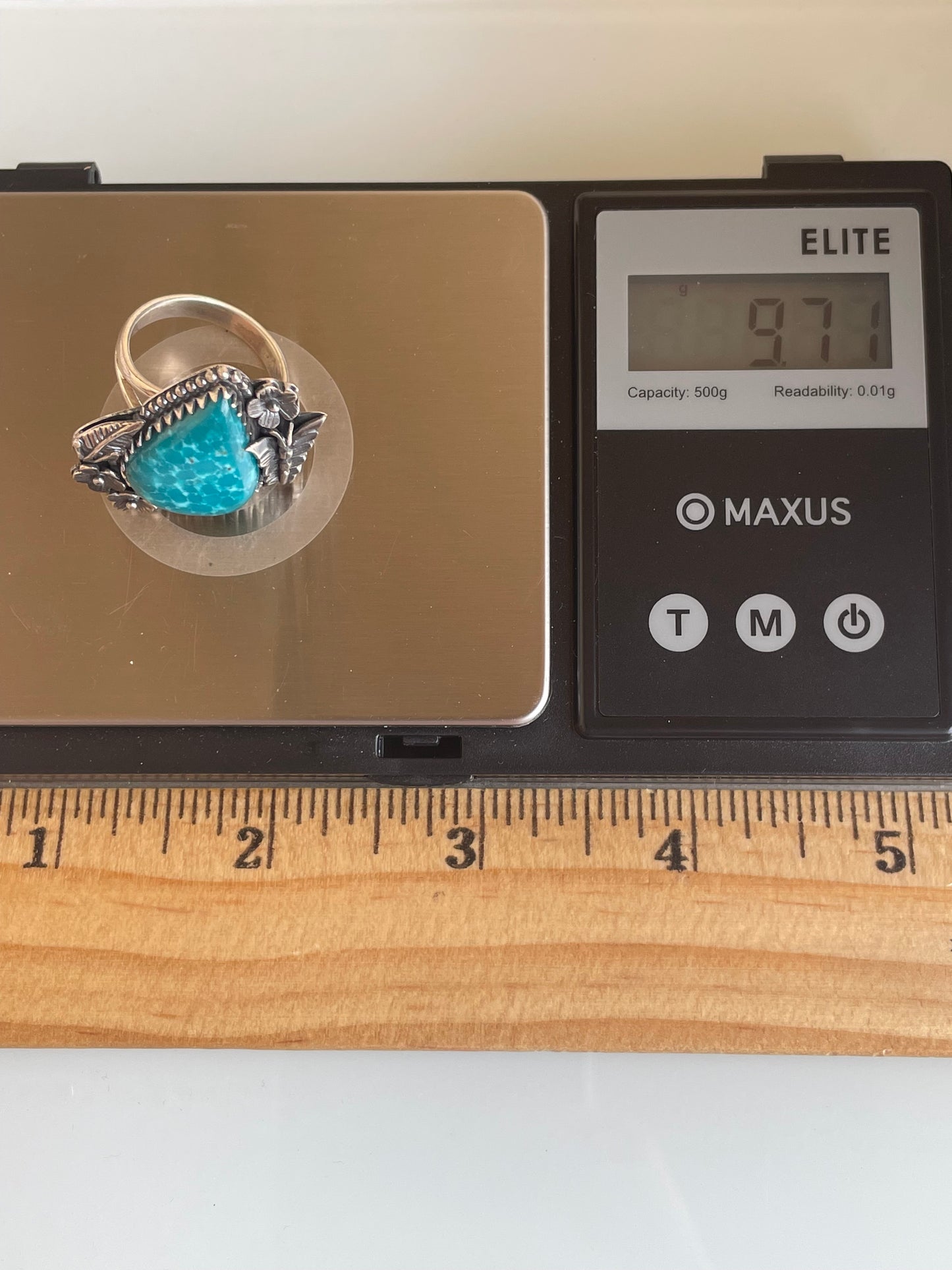 Kingman Turquoise Floral Ring Size 7 | 925 Sterling Silver G494