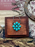 Kingman Turquoise Flower Necklace | 925 Sterling Silver D200