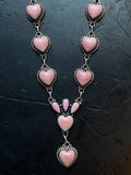 Pink Conch Heart Lariat Necklace | Drop Cluster | 925 Silver E576