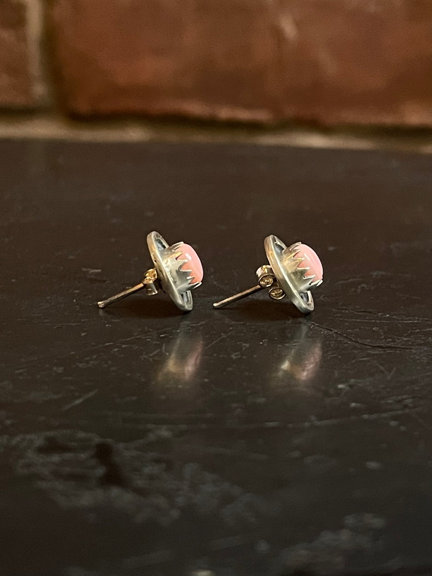 Pink Conch Stud Earrings | 925 Sterling Silver G181