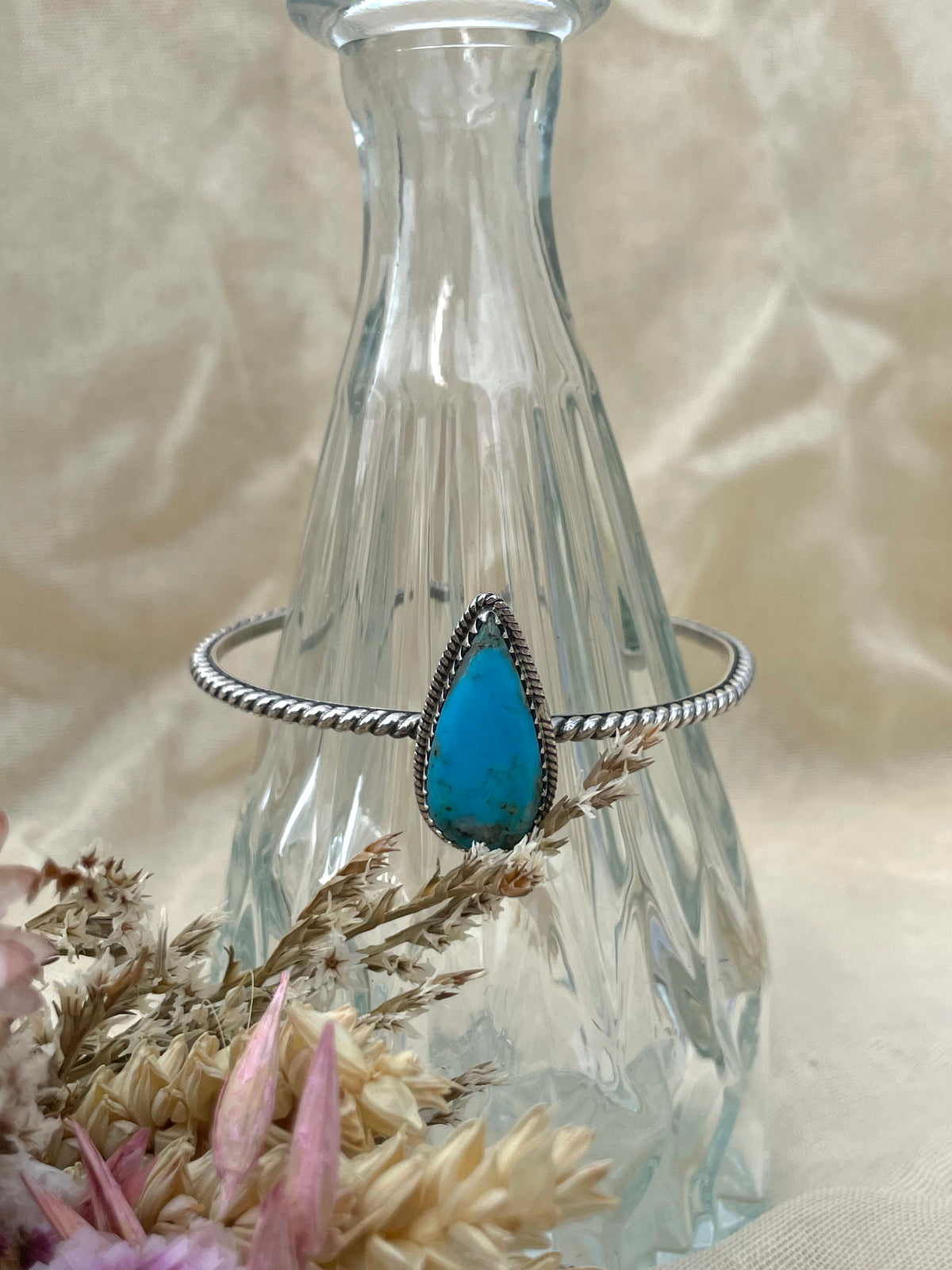 Turquoise Teardrop Cuff Bracelet | 925 Sterling Silver D271