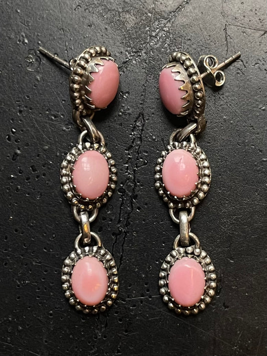 Pink Conch Drop Stud Earrings | 925 Sterling Silver G188