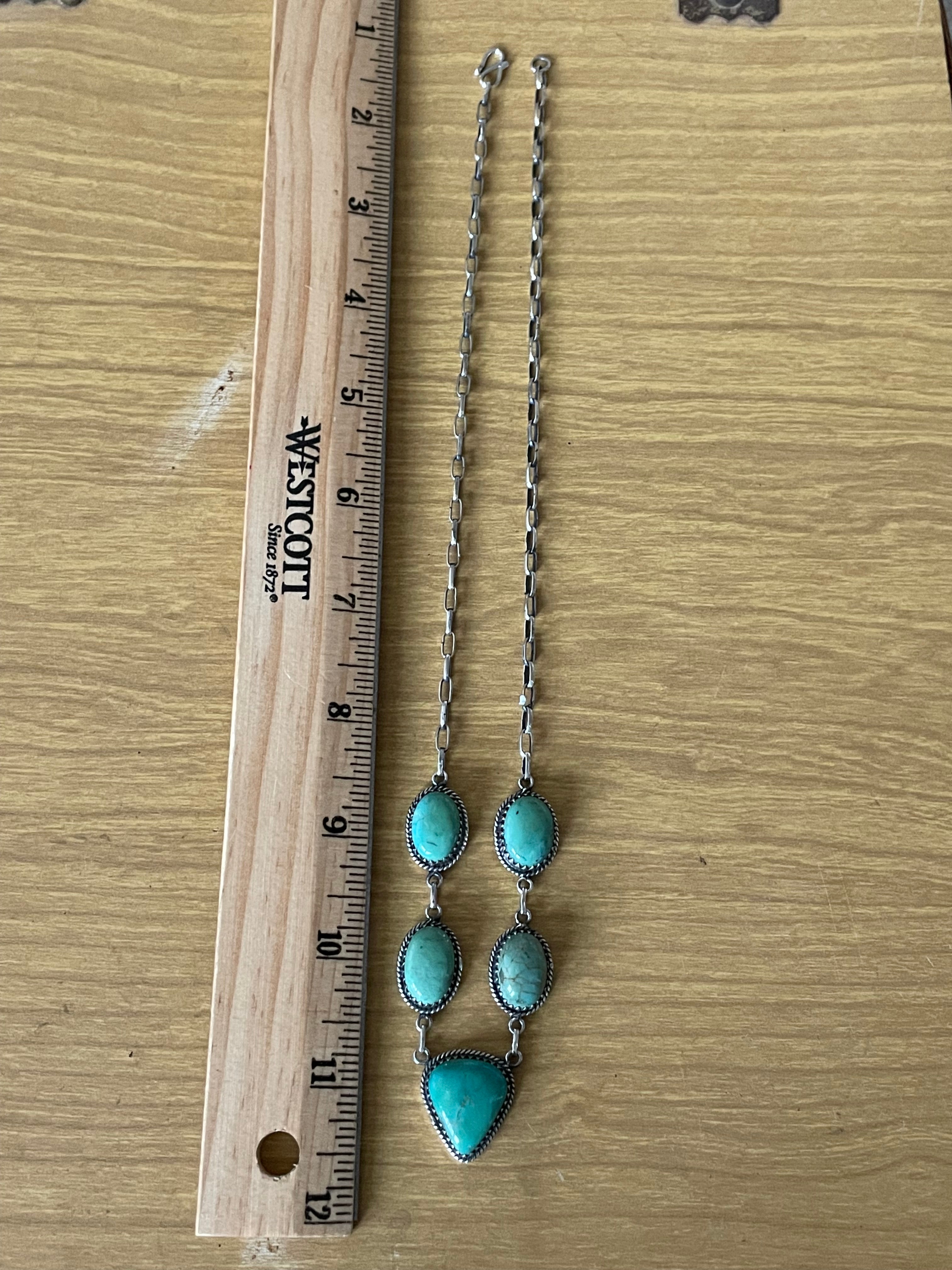 Turquoise Lariat Necklace | 925 Sterling Silver E637