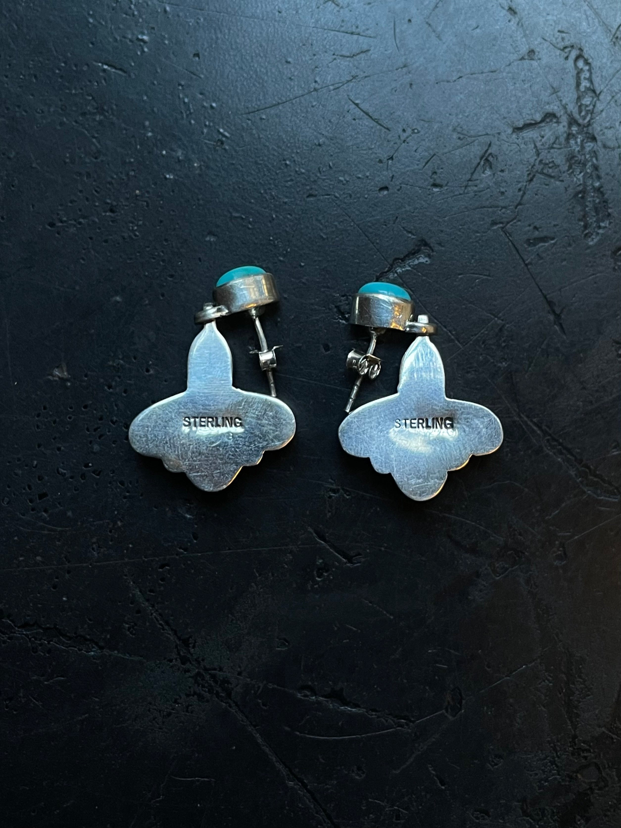 Kingman Turquoise Drop Earrings | 925 Sterling Silver E411