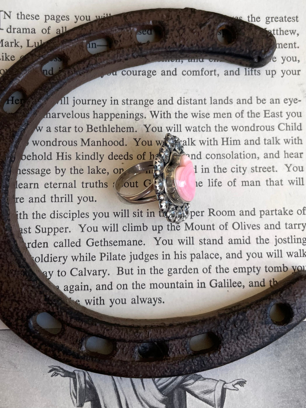 Pink Conch Heart Ring | 925 Sterling Silver | Size 6 G832