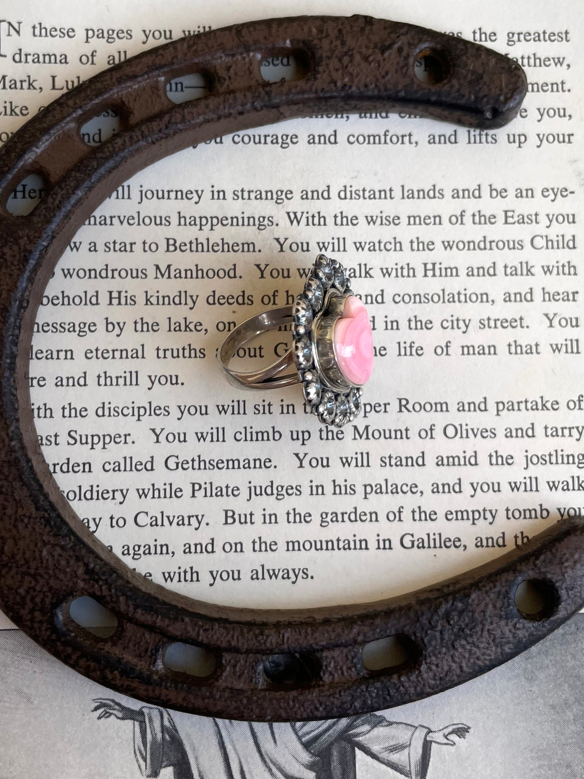 Pink Conch Heart Ring | 925 Sterling Silver | Size 6 G832