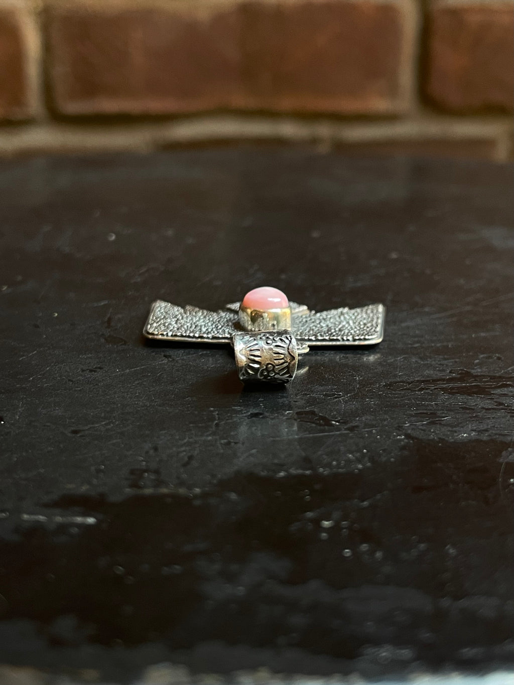 Pink Conch Thunderbird Pendant | Sterling Silver G449