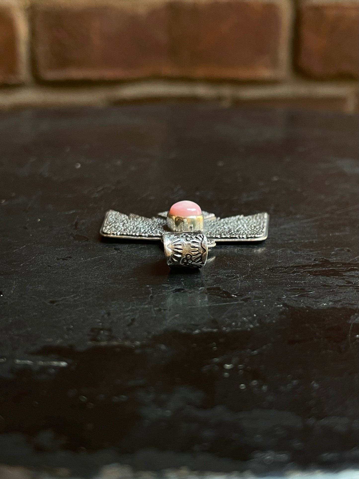Pink Conch Thunderbird Pendant | Sterling Silver G449