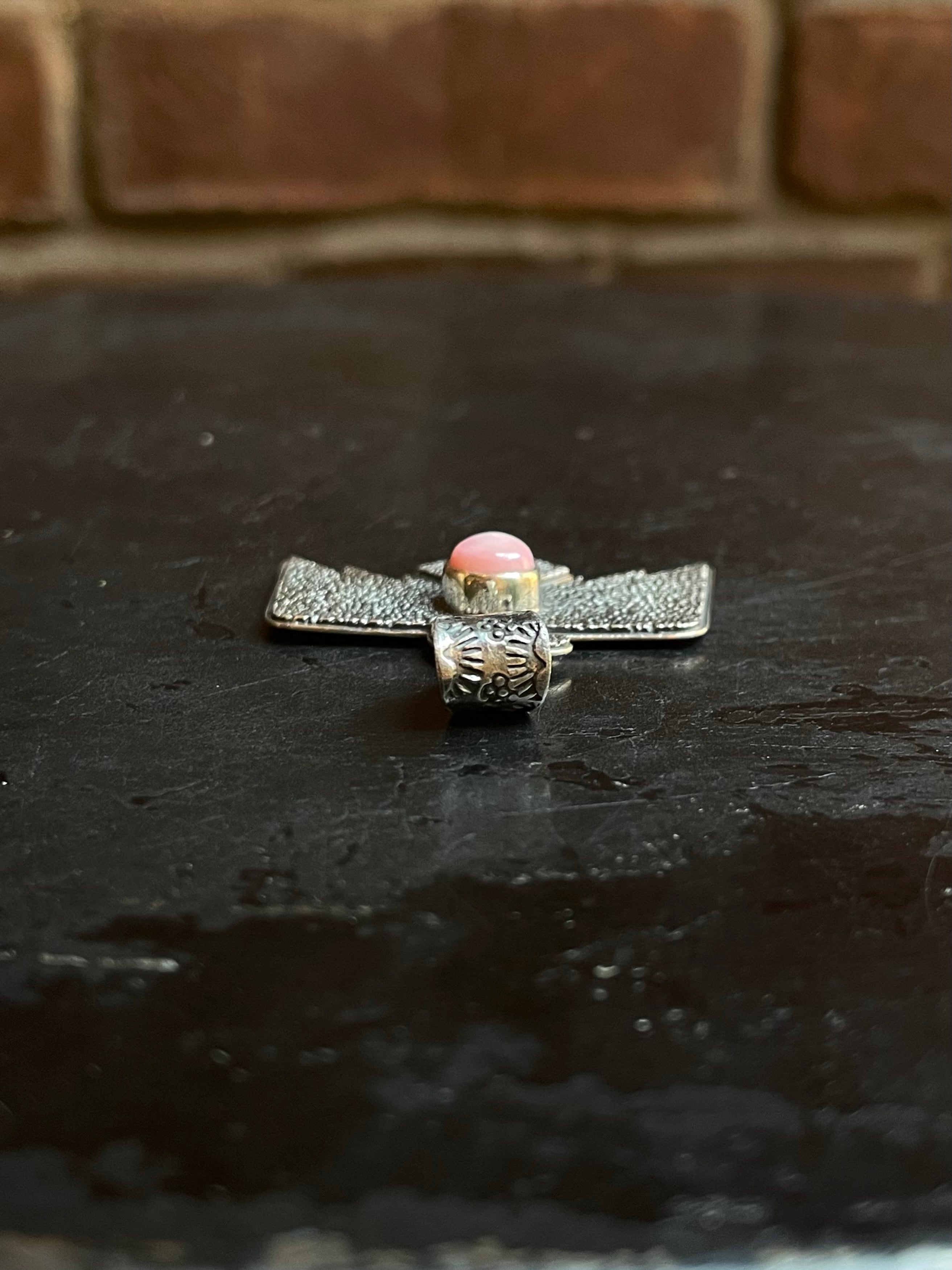 Pink Conch Thunderbird Pendant | Sterling Silver G449