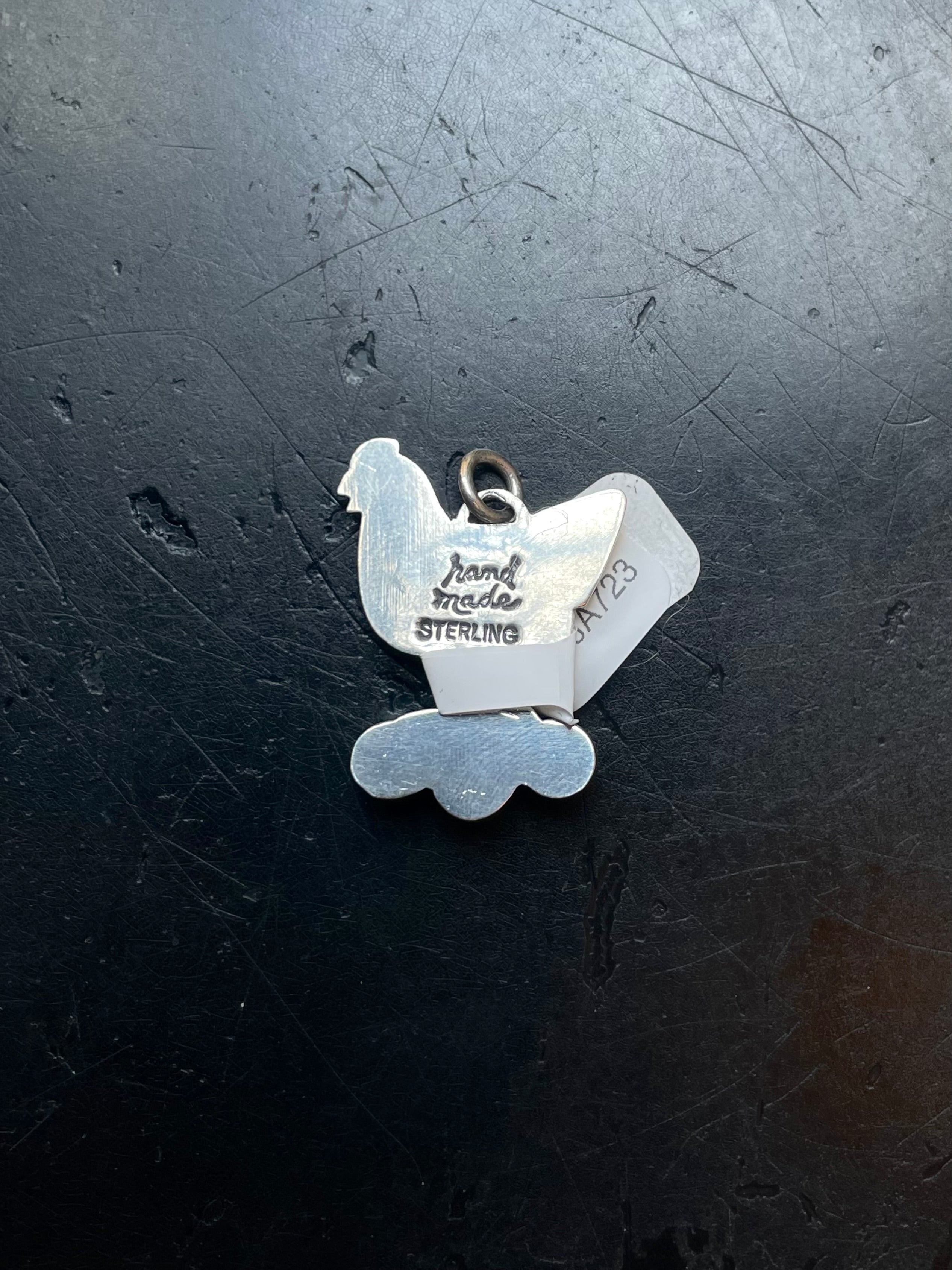 Kingman Turquoise Chicken Pendant | Sterling Silver | A723