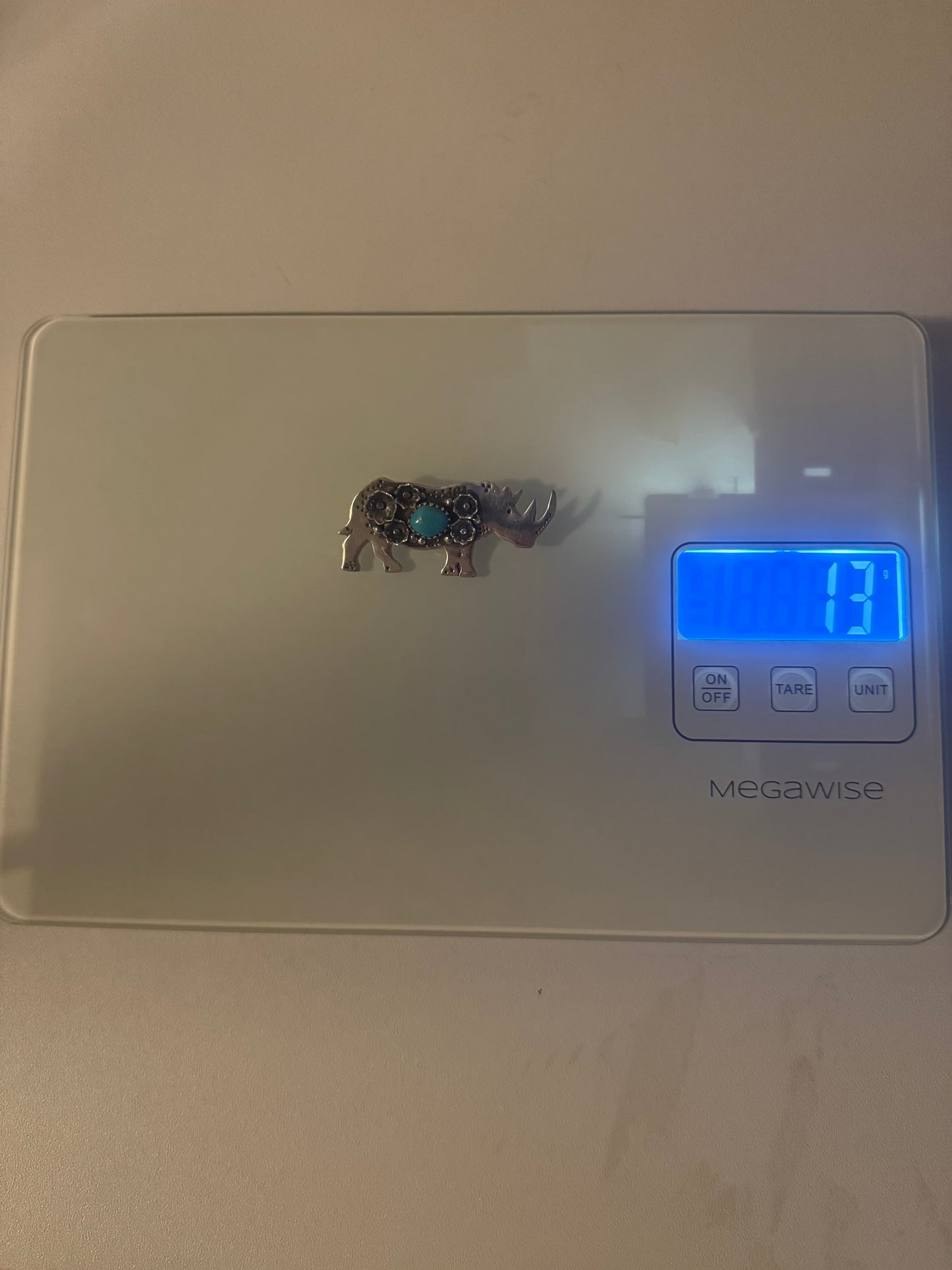 Turquoise Rhinoceros Pendant | 925 Sterling Silver A594
