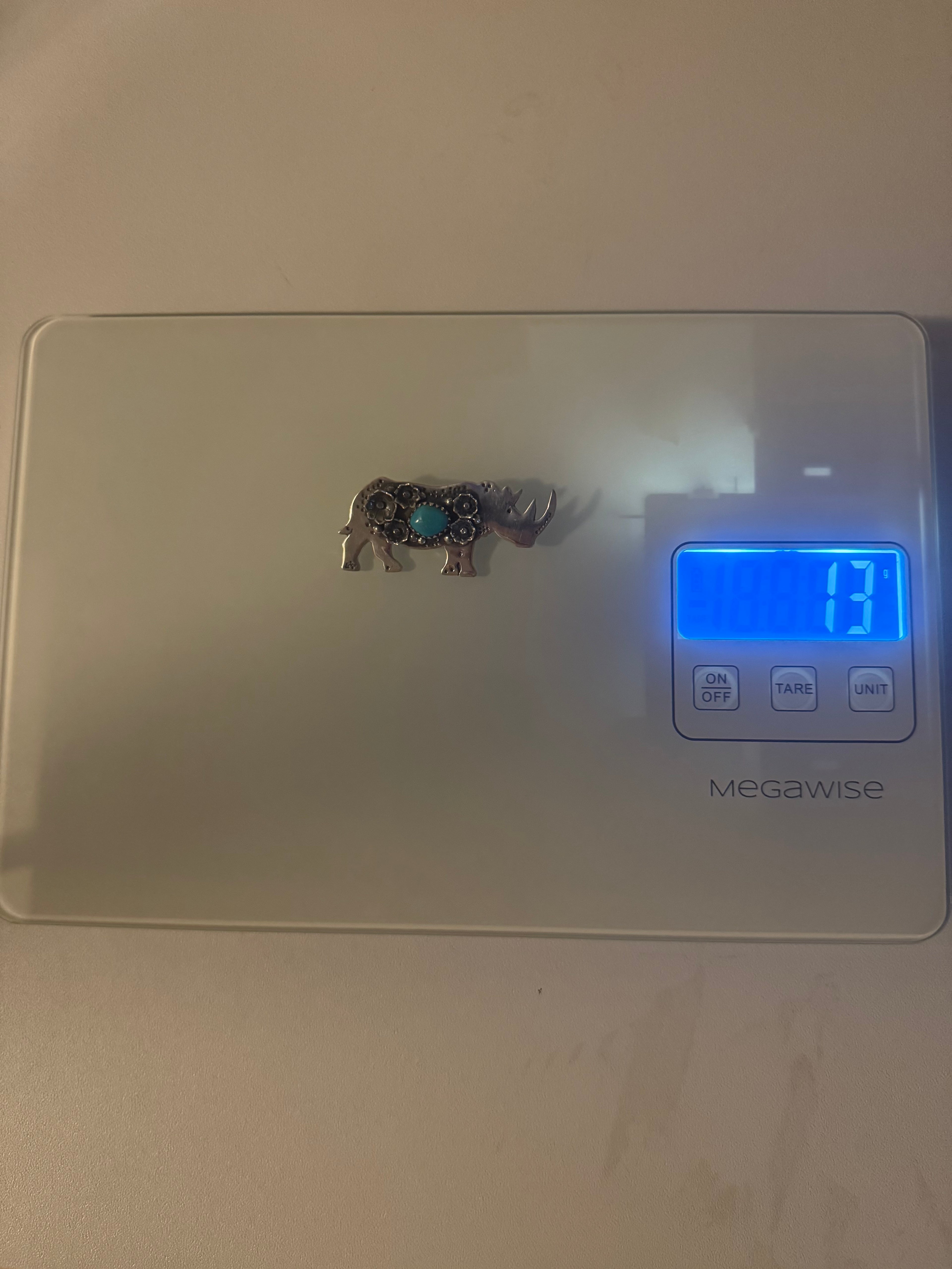 Turquoise Rhinoceros Pendant | 925 Sterling Silver A594