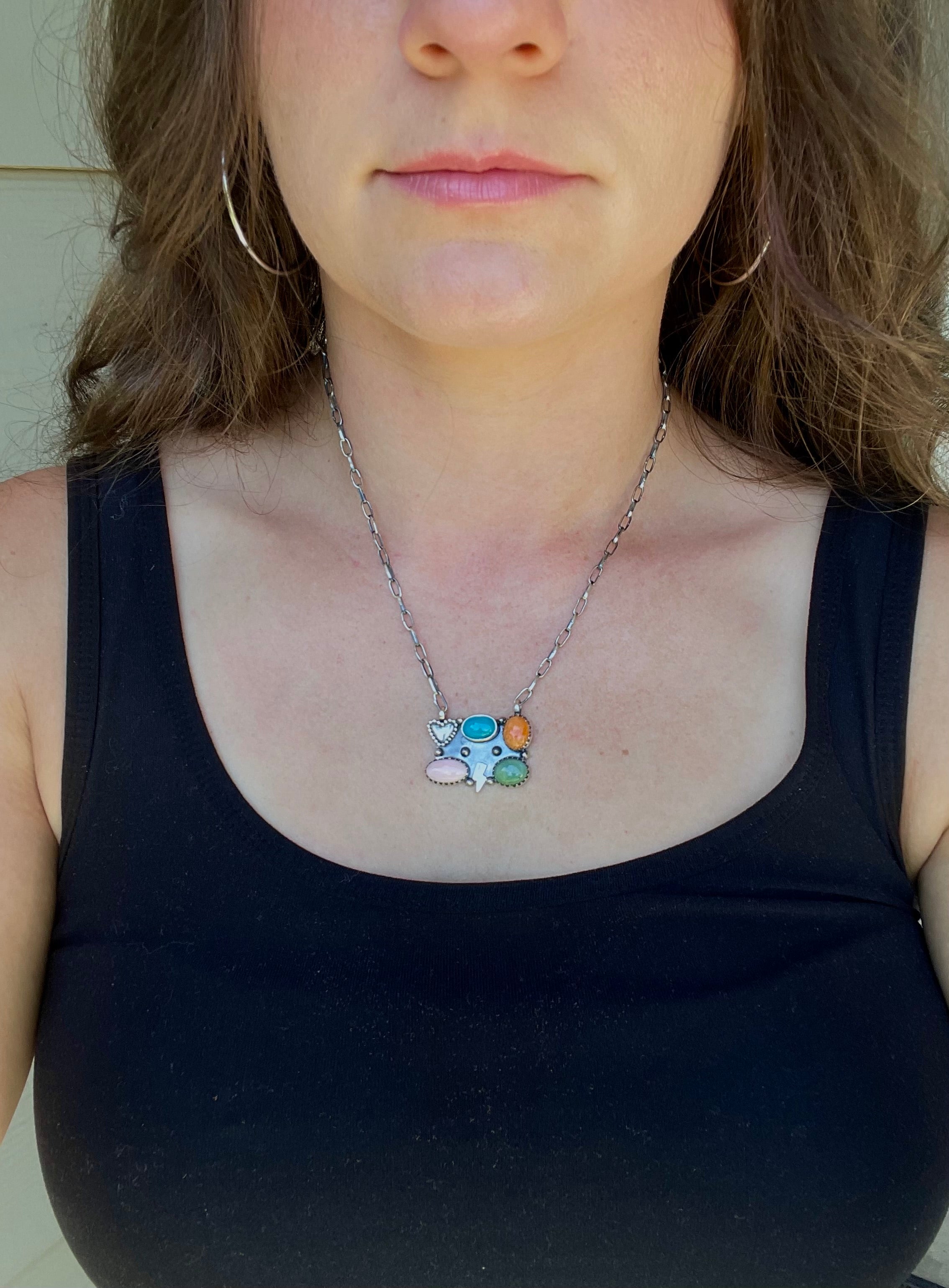 Multistone Heart Necklace | 925 Sterling Silver D227