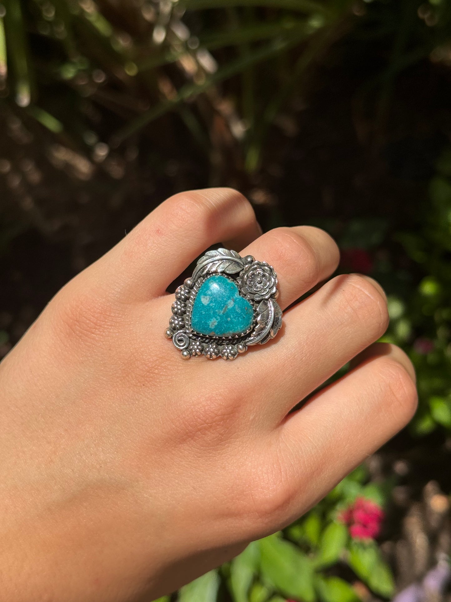 Turquoise Feather Ring | Sterling Silver | Size 6 | A647