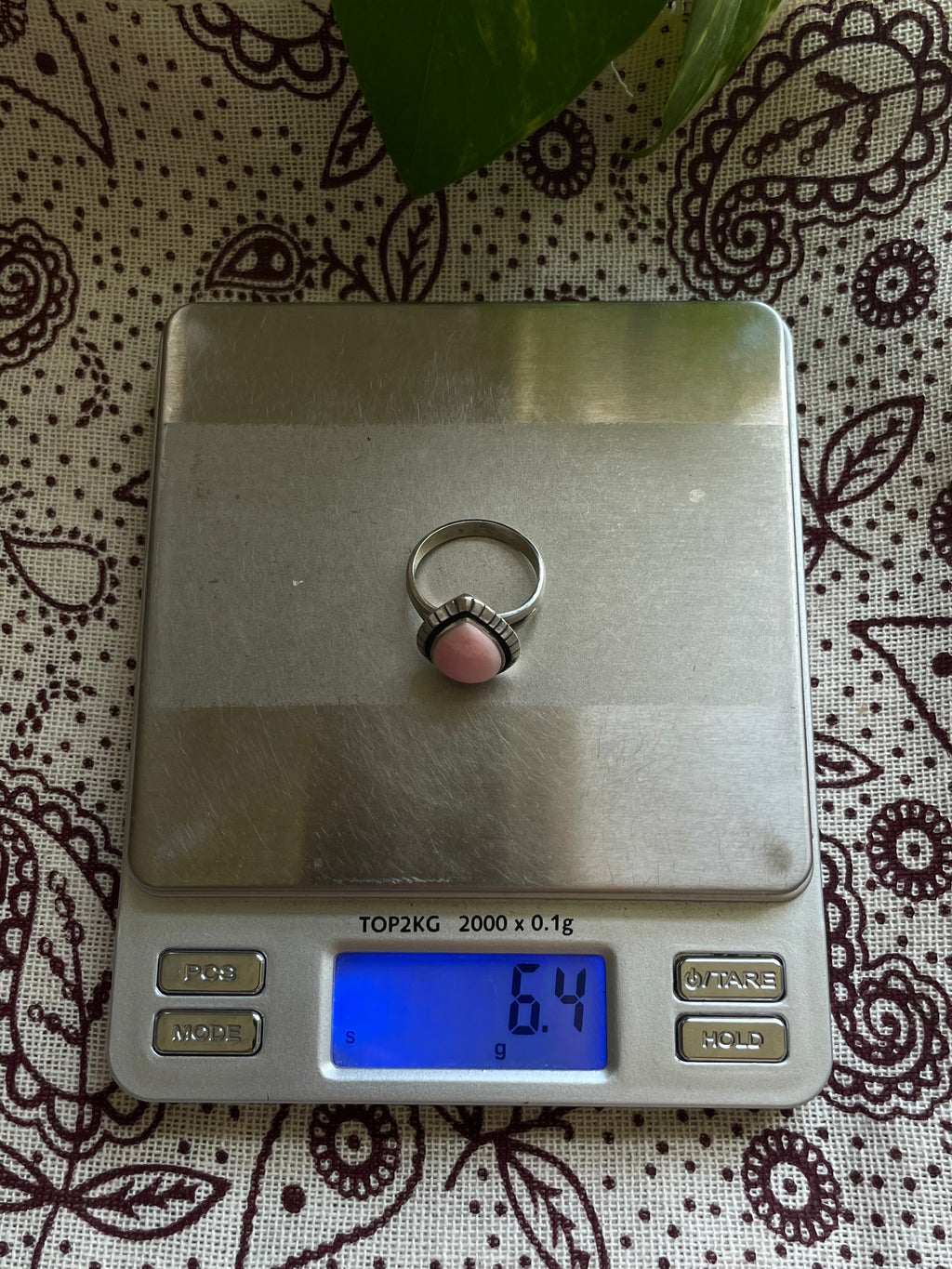 Pink Conch Teardrop Ring | 925 Sterling Silver Size 8 D298