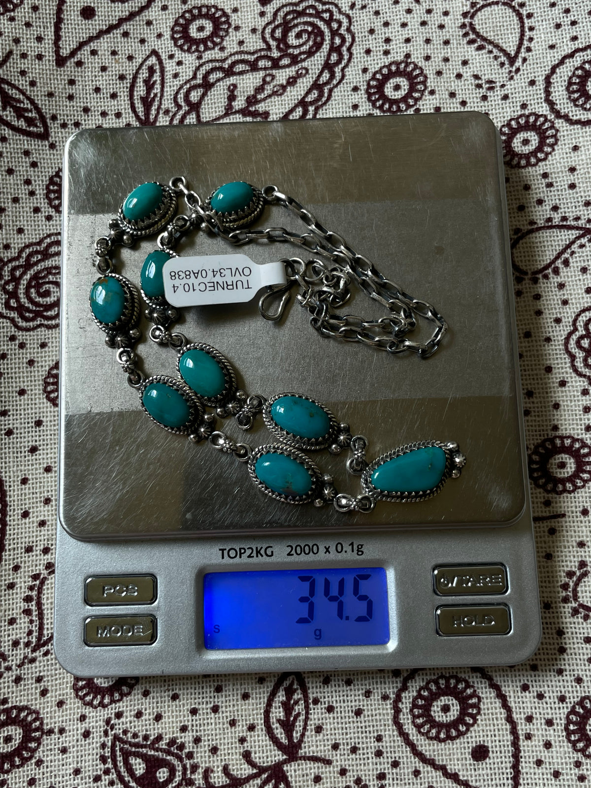 Turquoise Link Necklace | 925 Sterling Silver D319