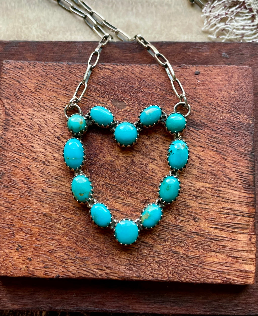 Kingman Turquoise Heart Necklace | 925 Sterling Silver D209