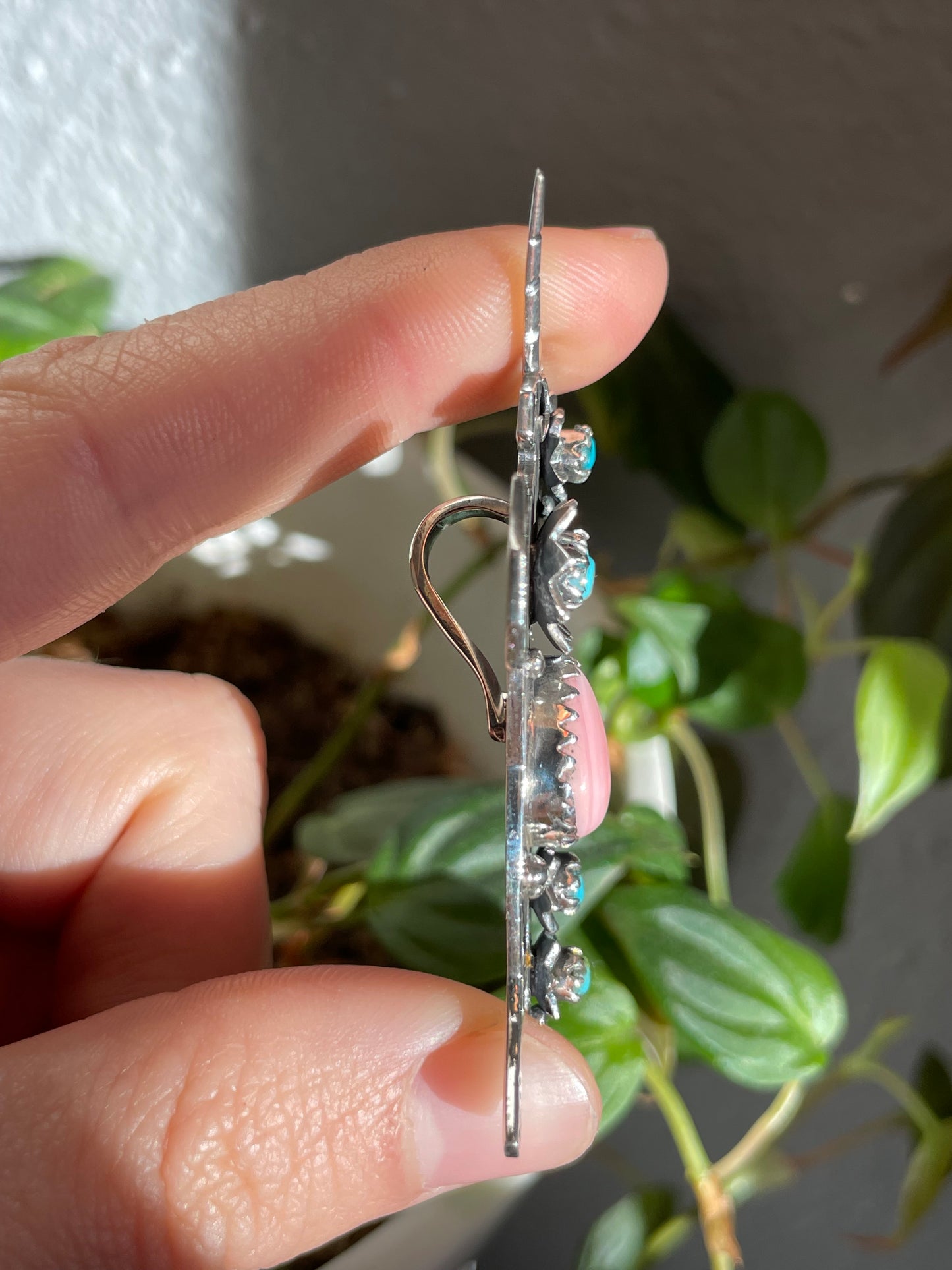 Pink Conch & Turquoise Unicorn Pendant | Sterling Silver 925 B823