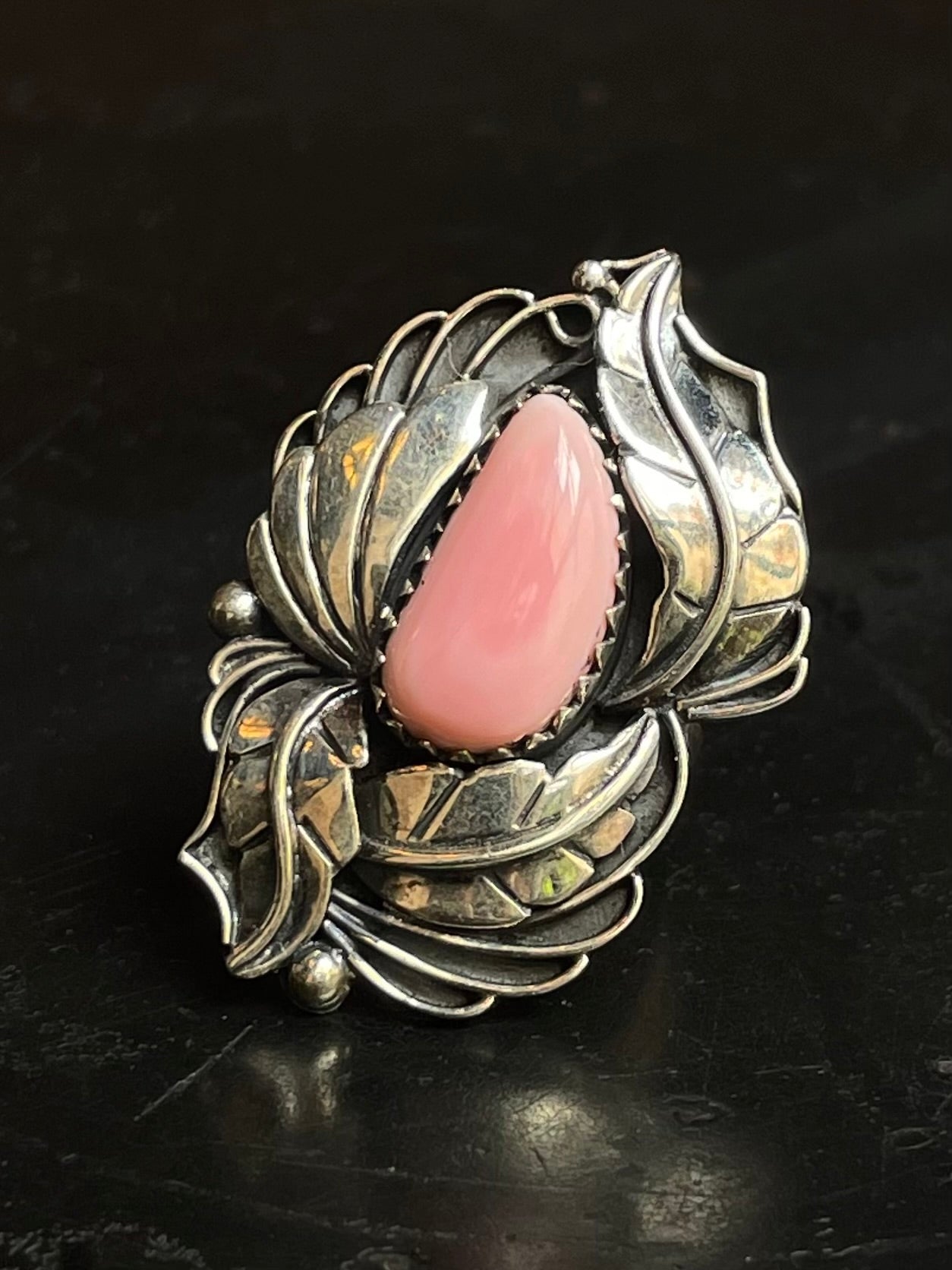 Pink Conch Feather Ring Size 6 | 925 Sterling Silver G134