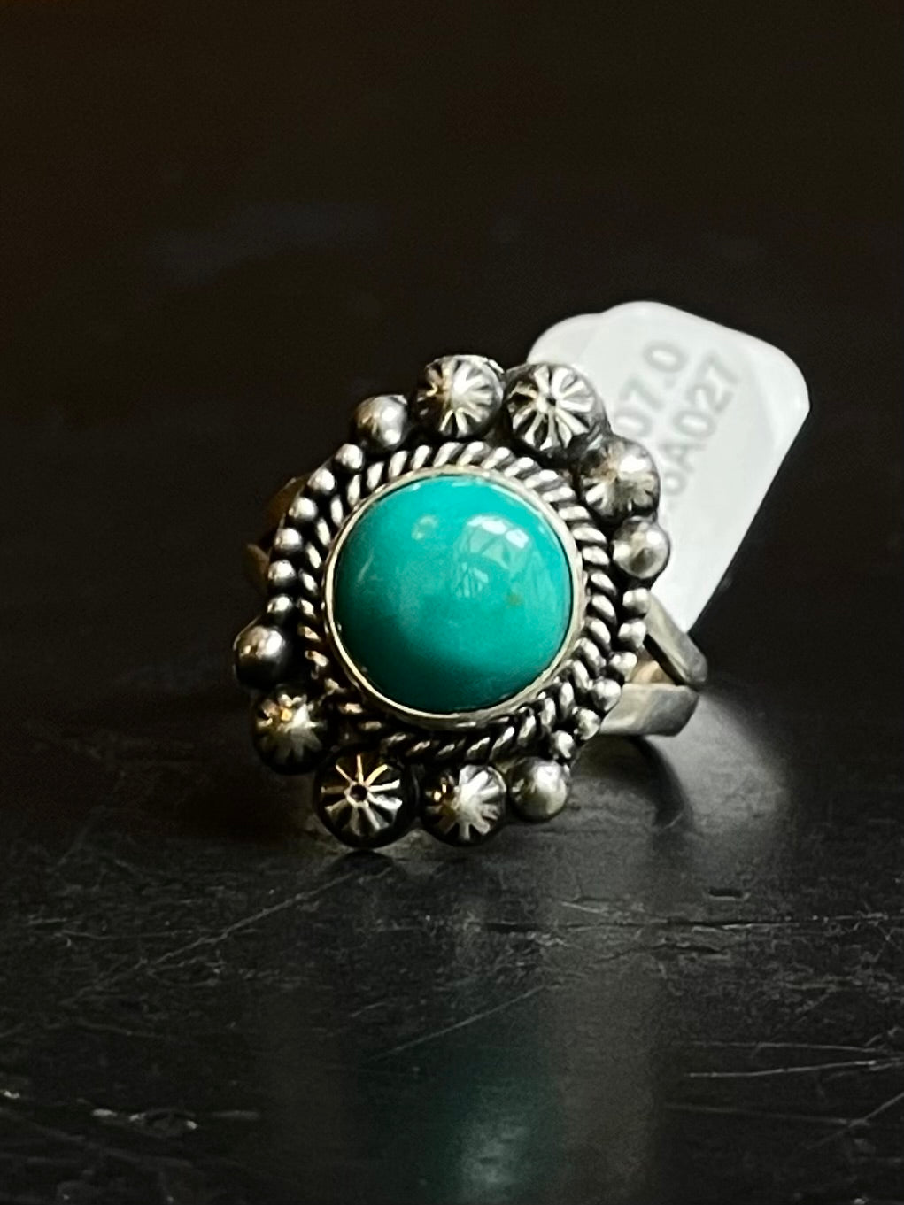 Kingman Turquoise Round Ring | Sterling Silver | Size 7 | A027