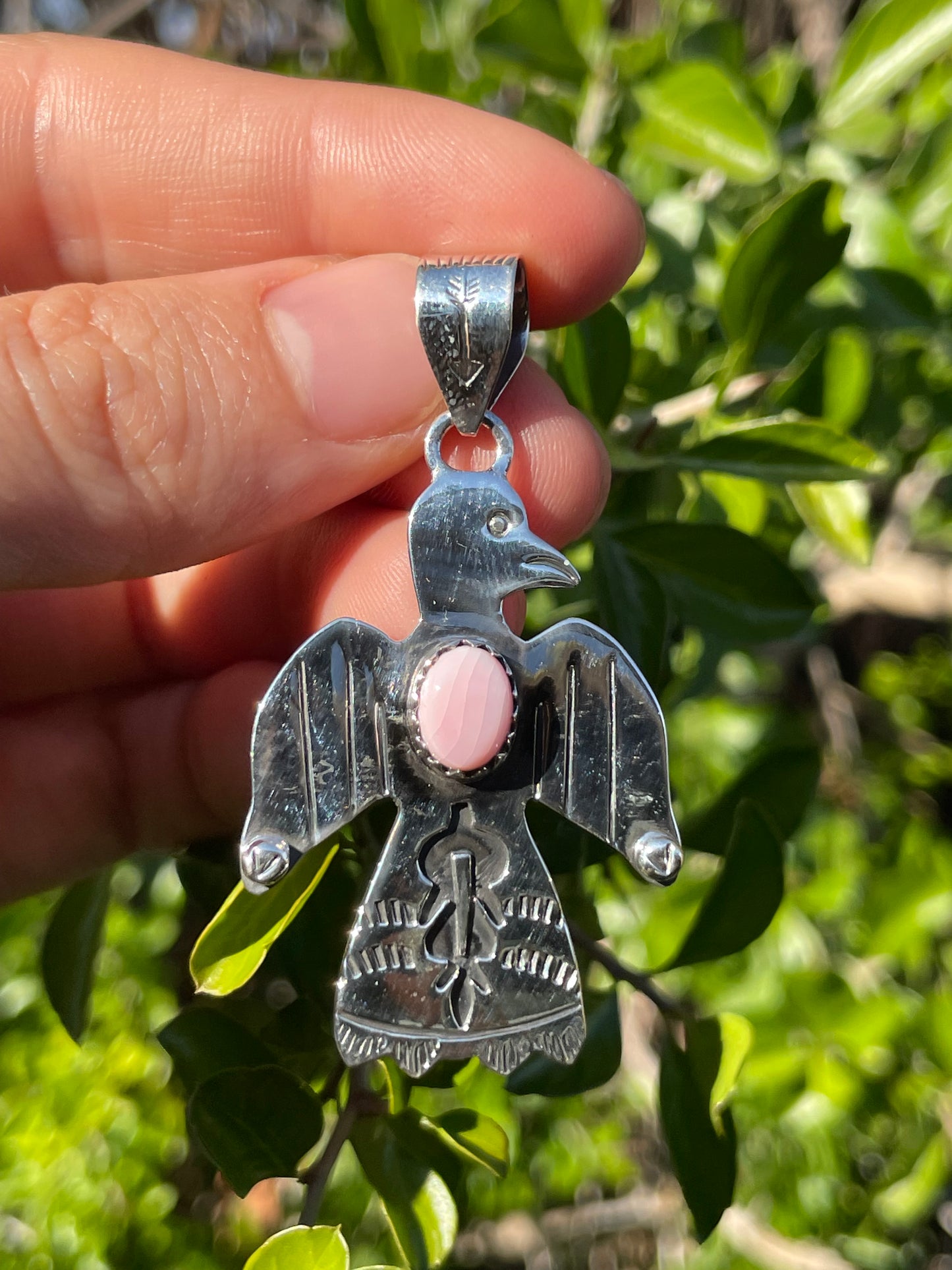 Pink Conch Thunderbird Pendant | Sterling Silver 925 B715