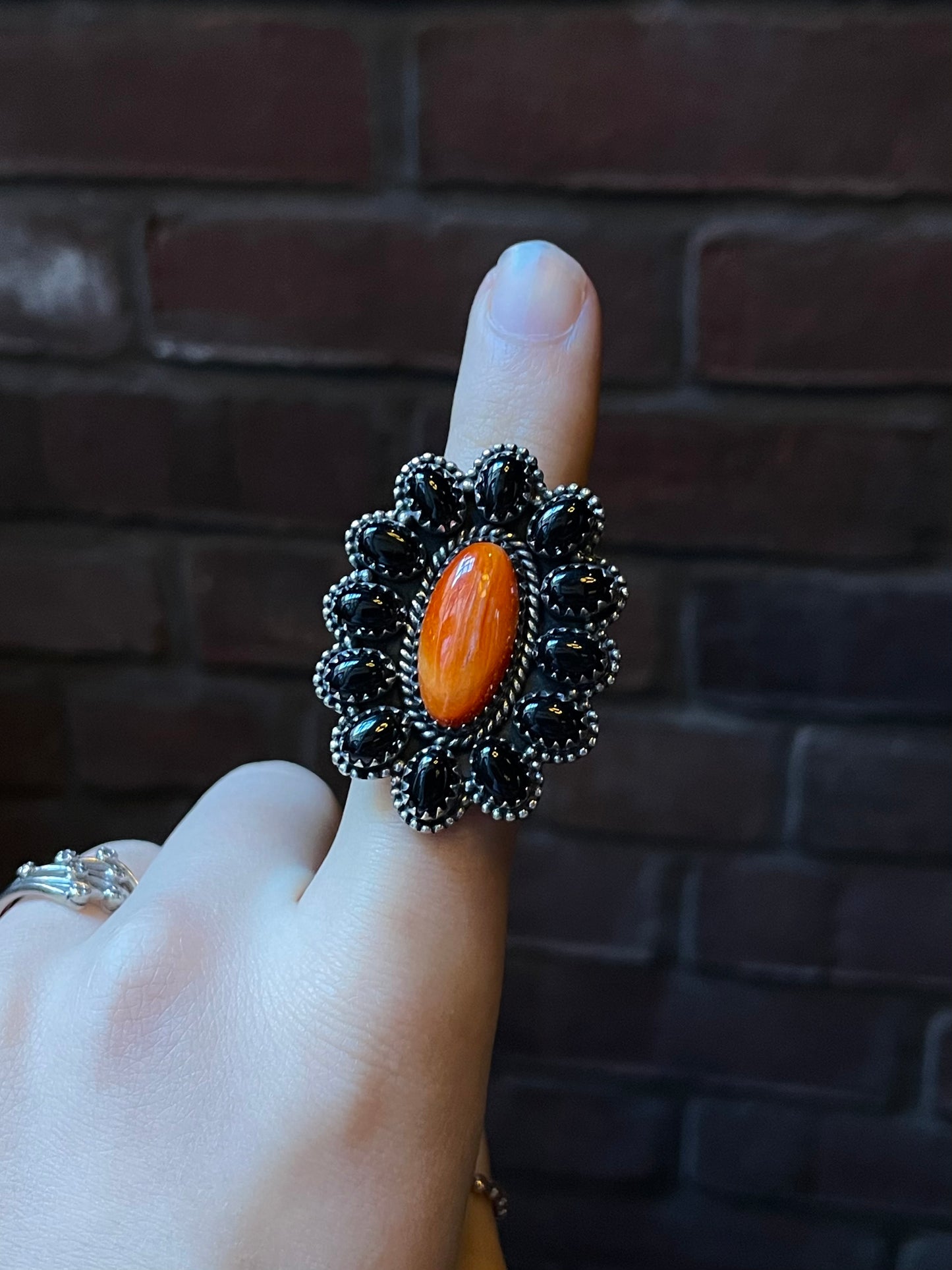 Spiny Oyster Flower Cluster Ring | Sterling Silver | Size 8 | A125