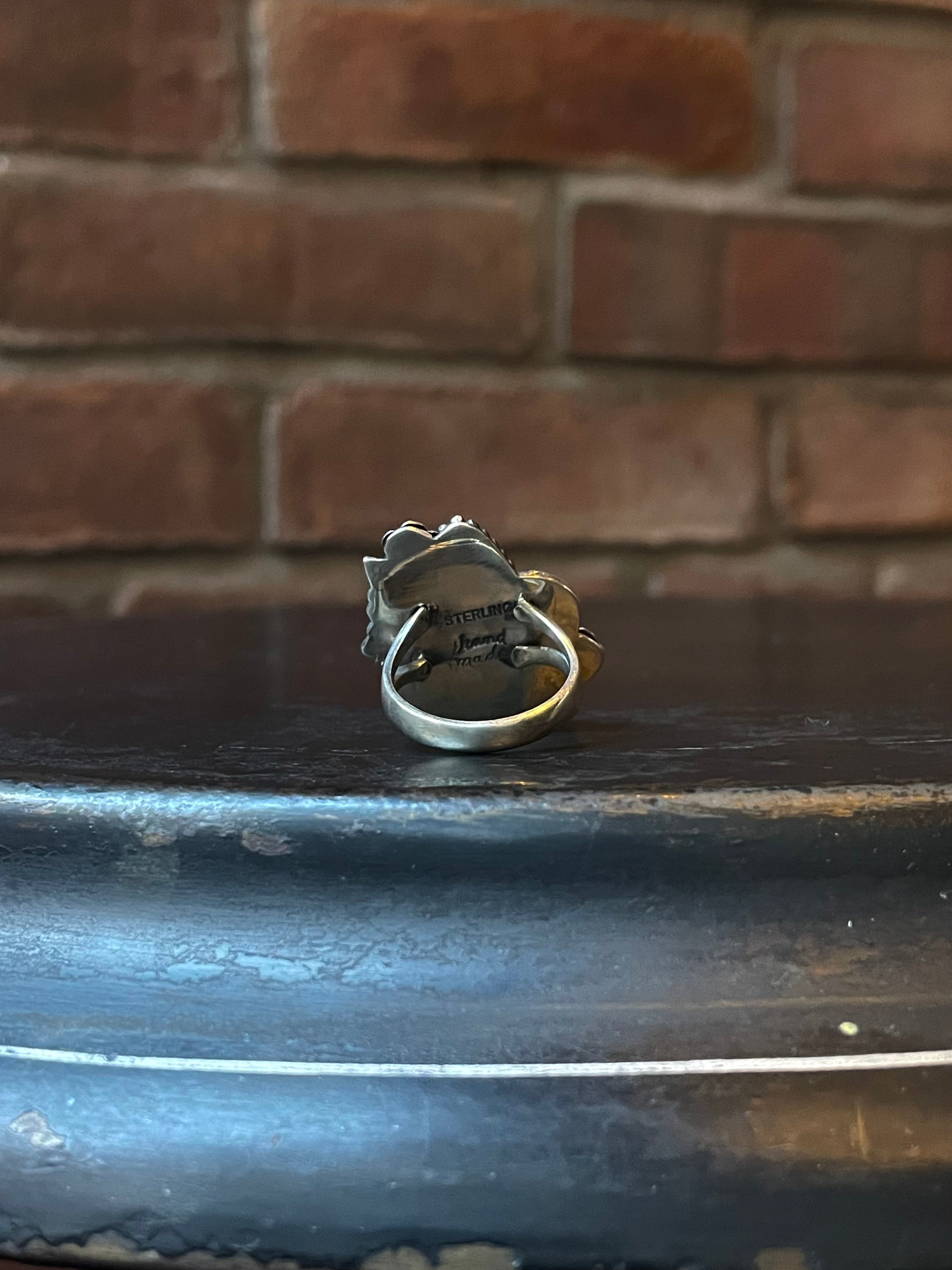 Turquoise Butterfly Floral Ring | 925 Sterling Silver Size 7 E430