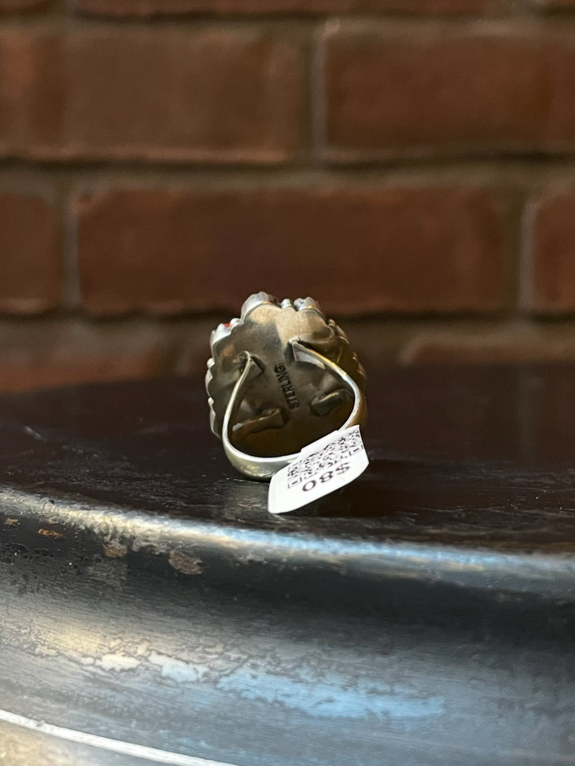Kingman Turquoise Coral Cluster Ring | Sterling Silver | Size 7 | A187
