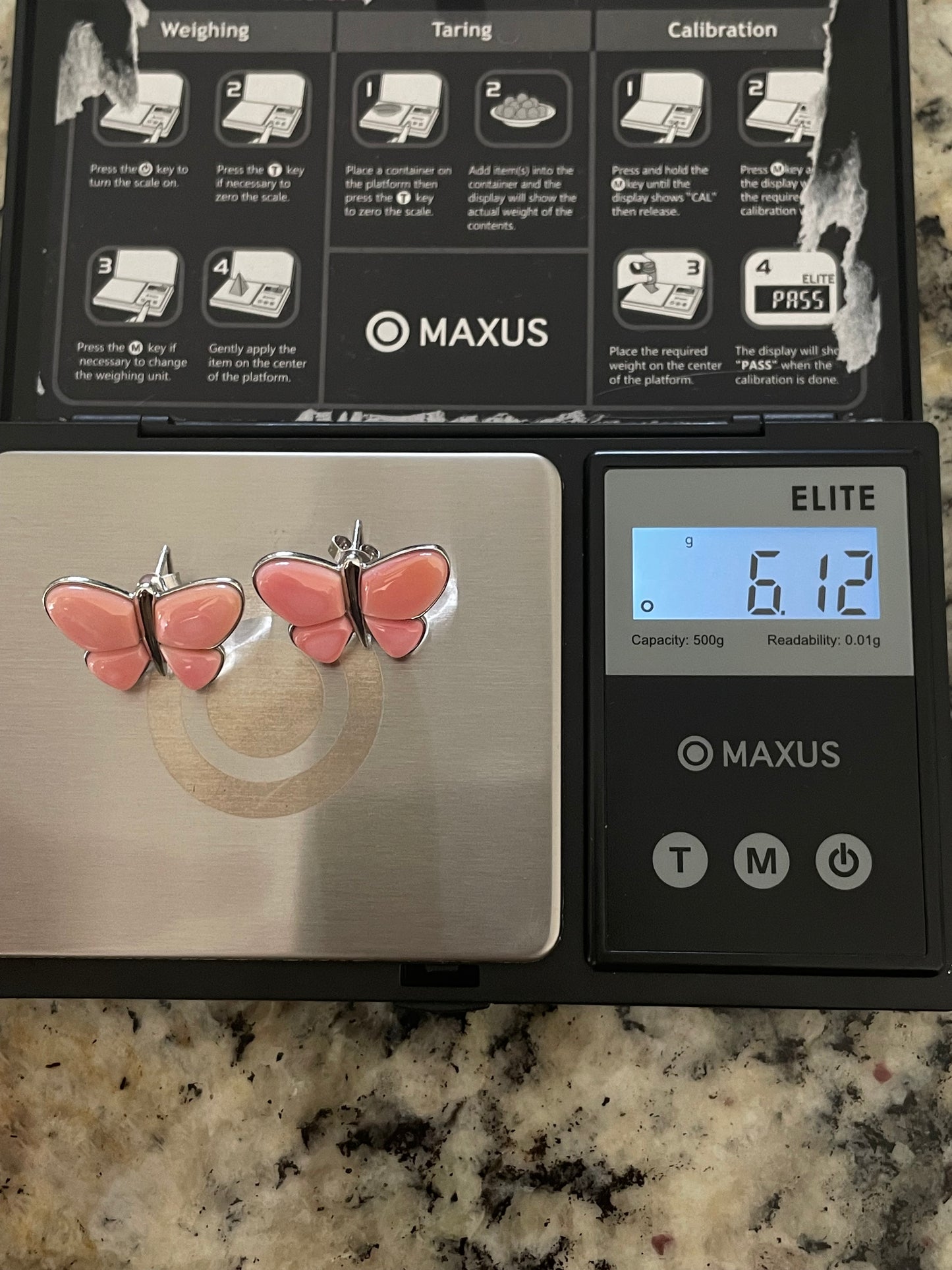 Pink Conch Butterfly Stud Earrings | 925 Sterling Silver E406