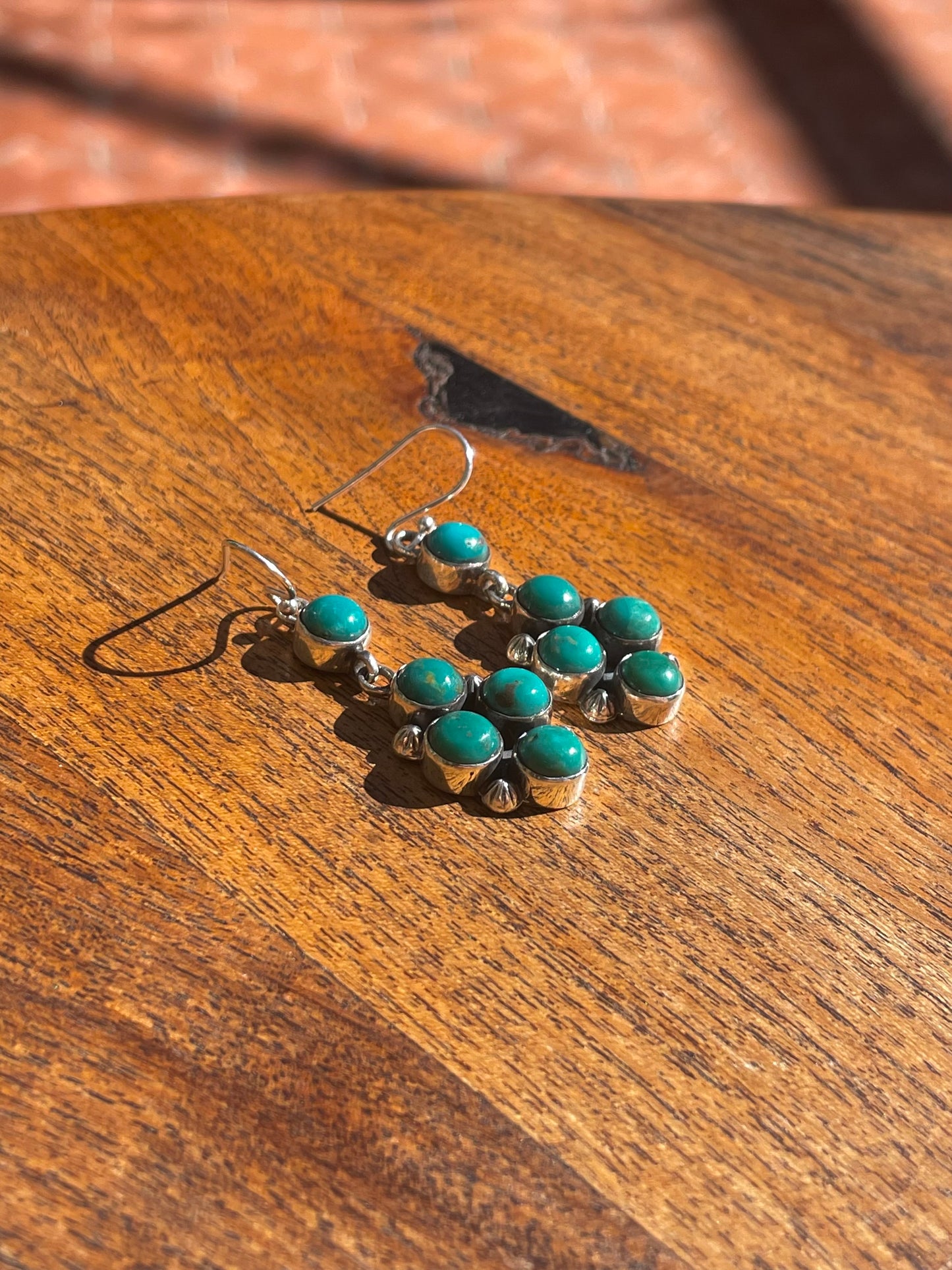 Kingman Turquoise Cluster Dangle Earrings | 925 Sterling Silver C831