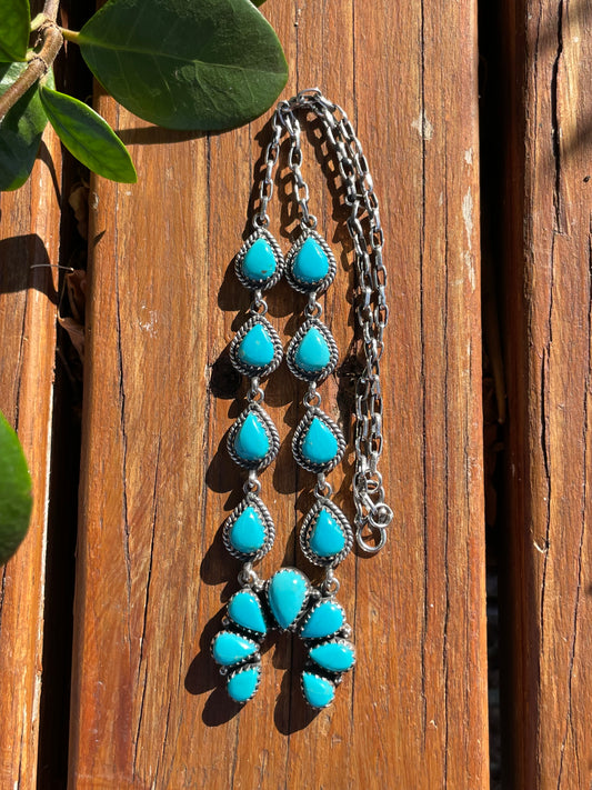 Kingman Turquoise Naja Necklace | Sterling Silver 925 B887