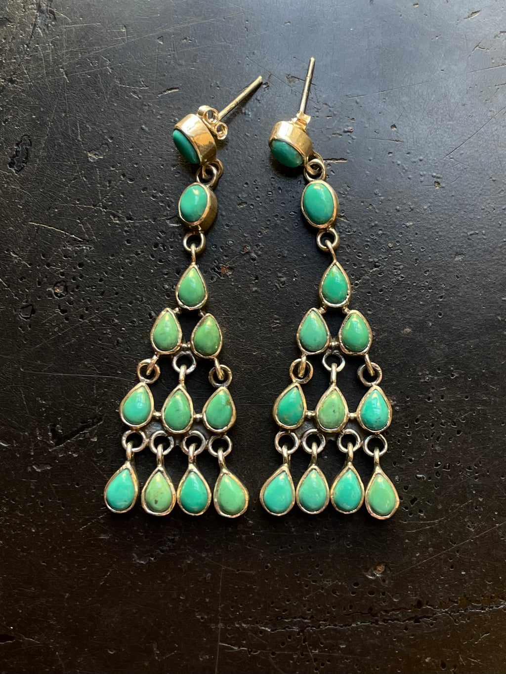 Kingman Turquoise Chandelier Stud Earrings | 925 Sterling Silver G637