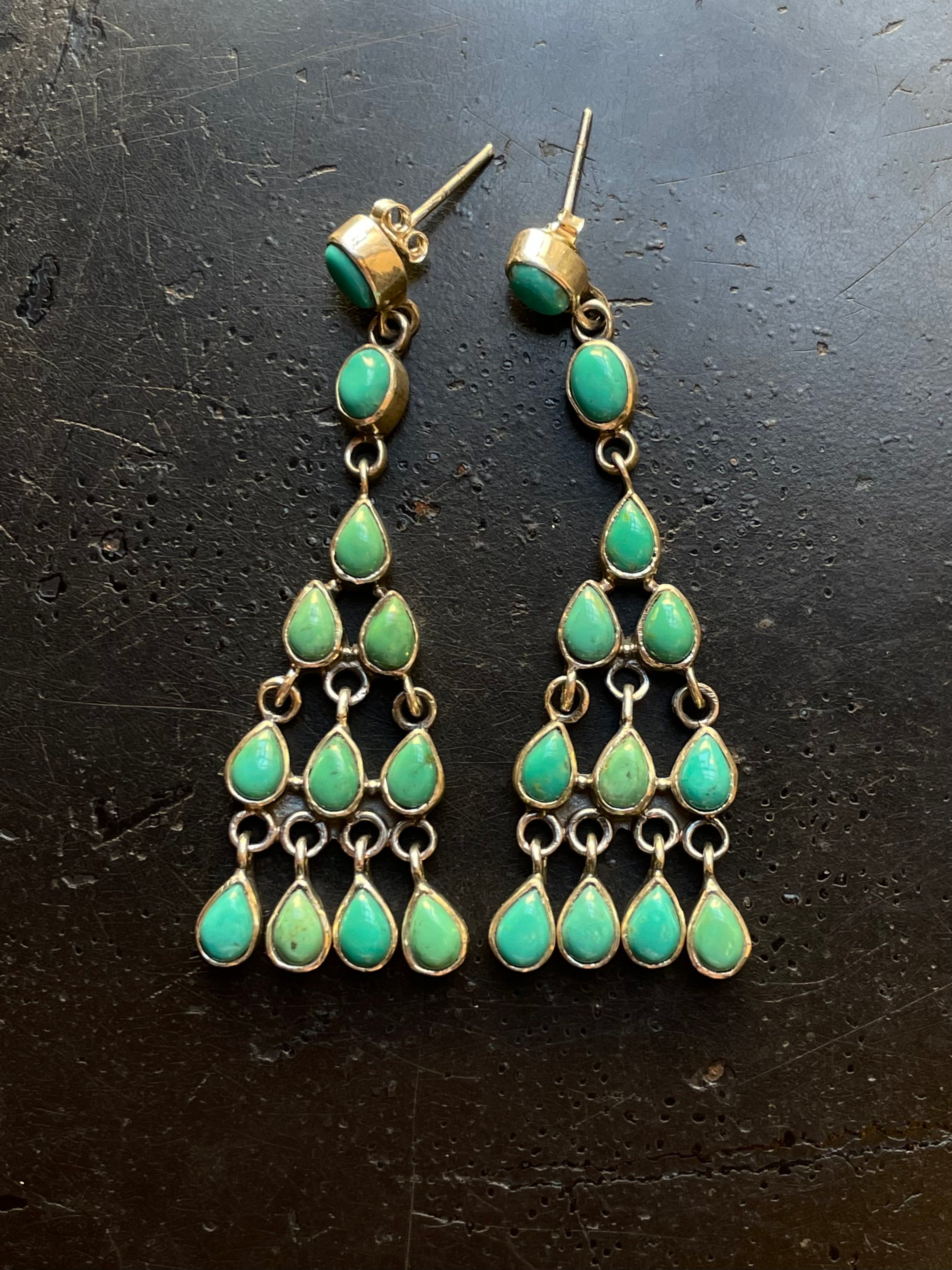 Kingman Turquoise Chandelier Stud Earrings | 925 Sterling Silver G637