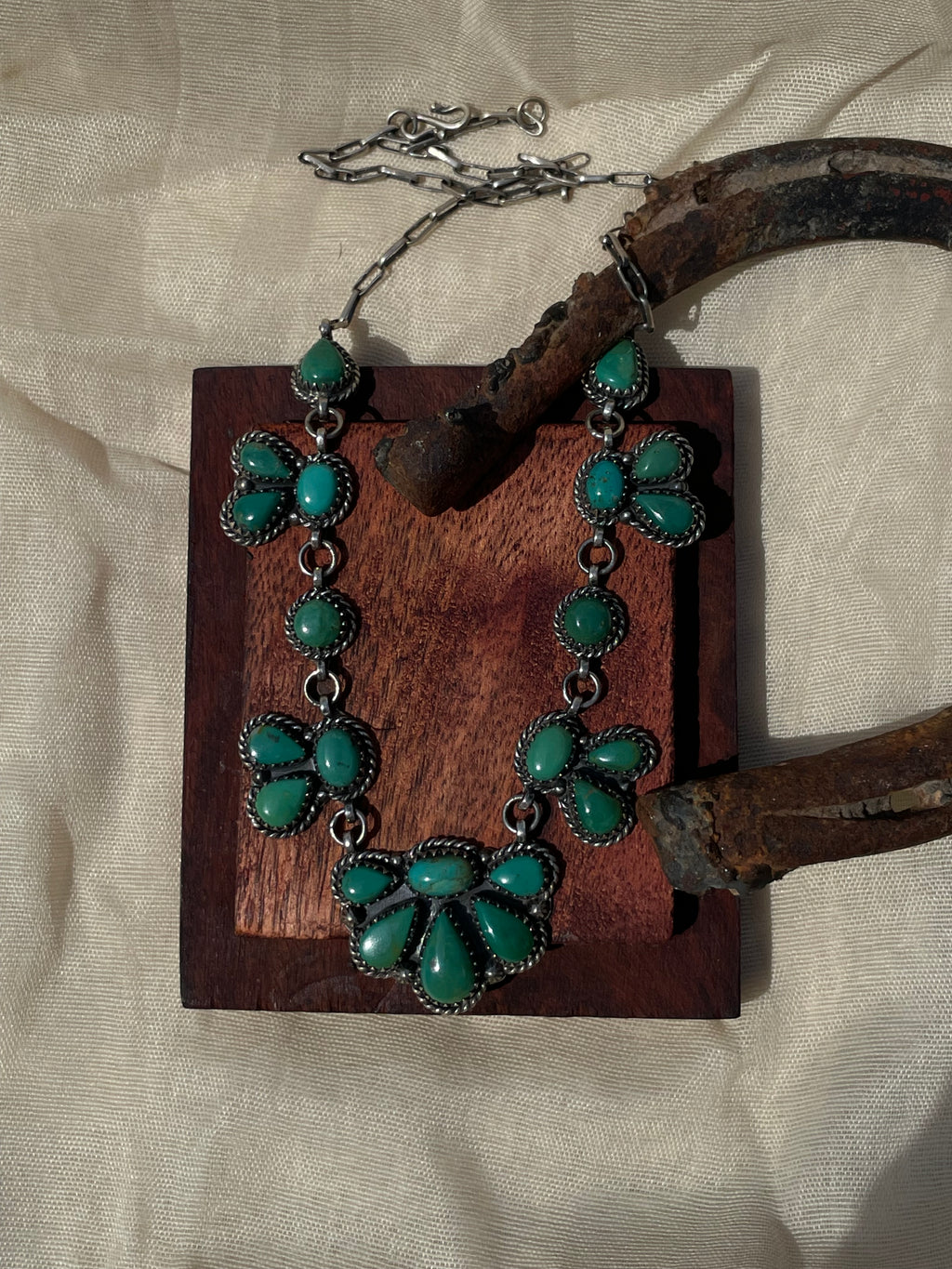 Kingman Turquoise Cluster Necklace | 925 Sterling Silver D318