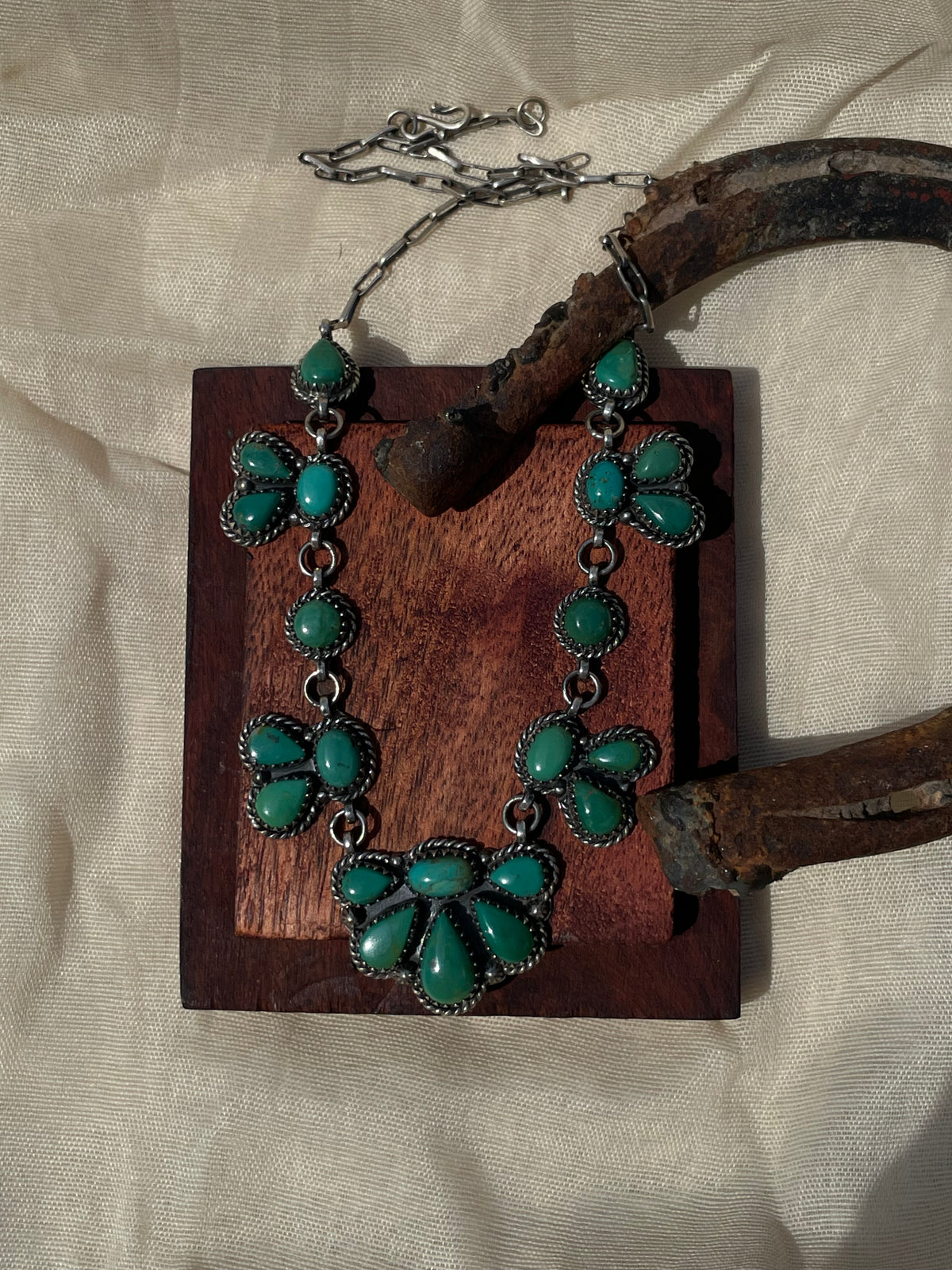 Kingman Turquoise Cluster Necklace | 925 Sterling Silver D318