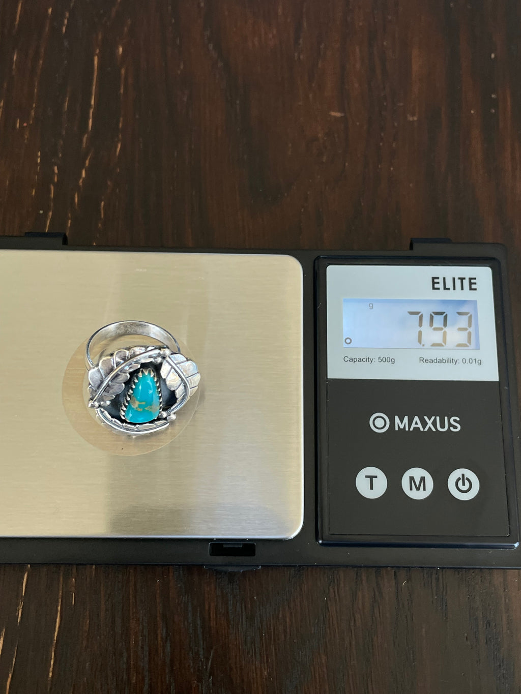 Turquoise Feather Ring Size 8 | Sterling Silver E871