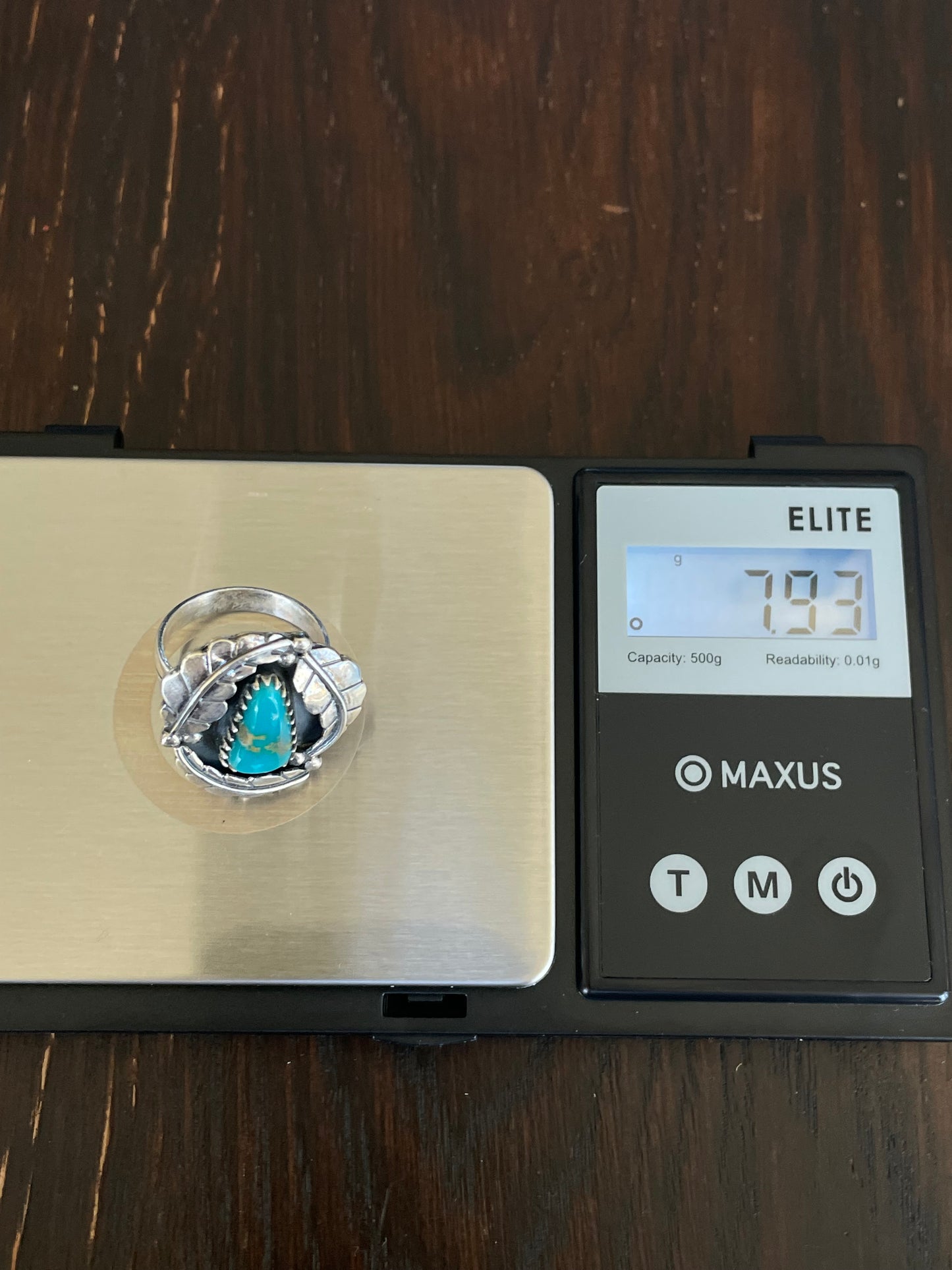 Turquoise Feather Ring Size 8 | Sterling Silver E871