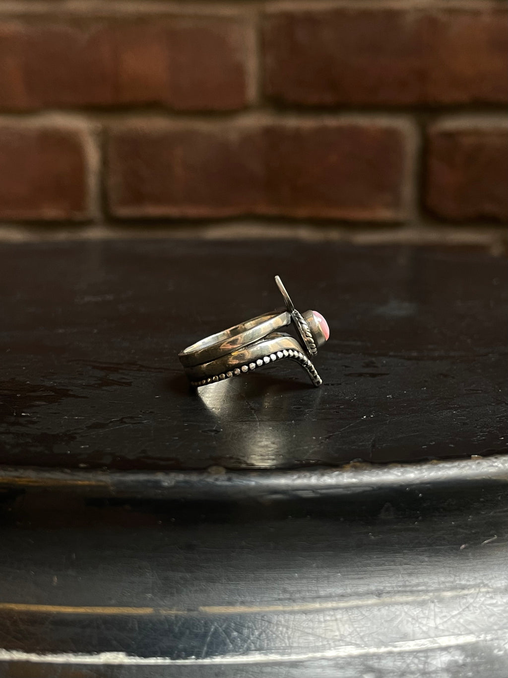 Pink Conch Rope Design Ring Size 8 | 925 Sterling Silver Southwest E138