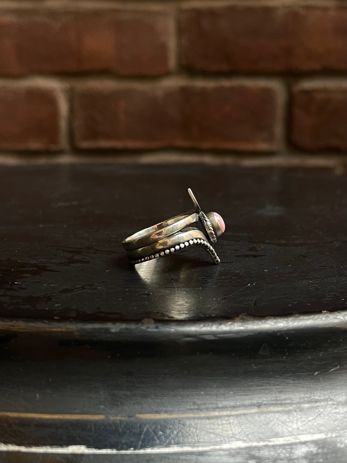 Pink Conch Rope Design Ring Size 8 | 925 Sterling Silver Southwest E138