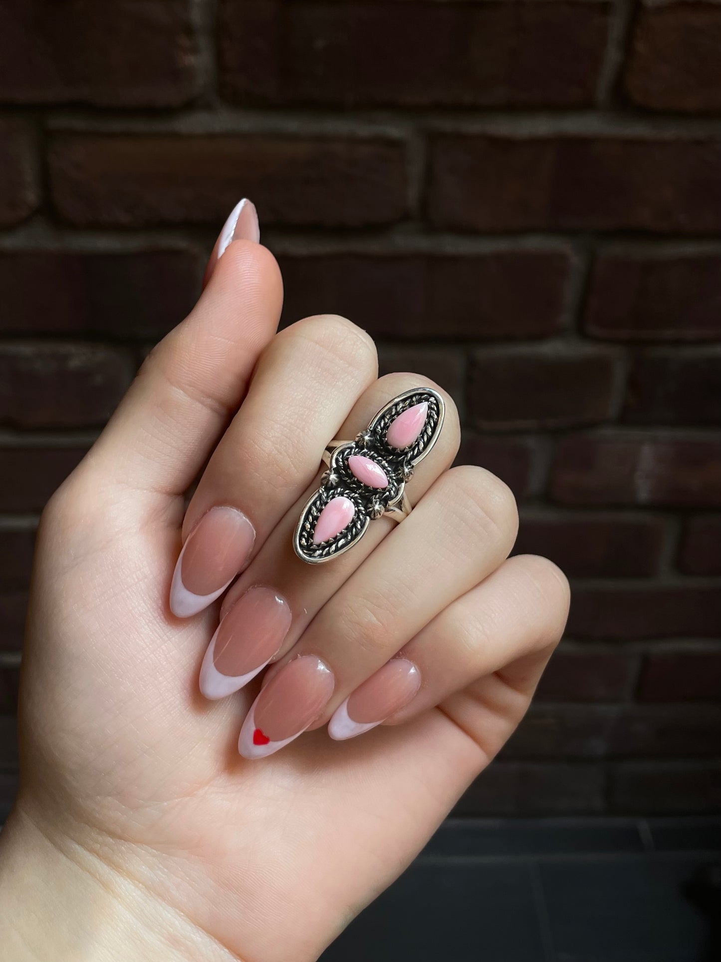 Pink Conch Ring Size 8 | 925 Sterling Silver E753