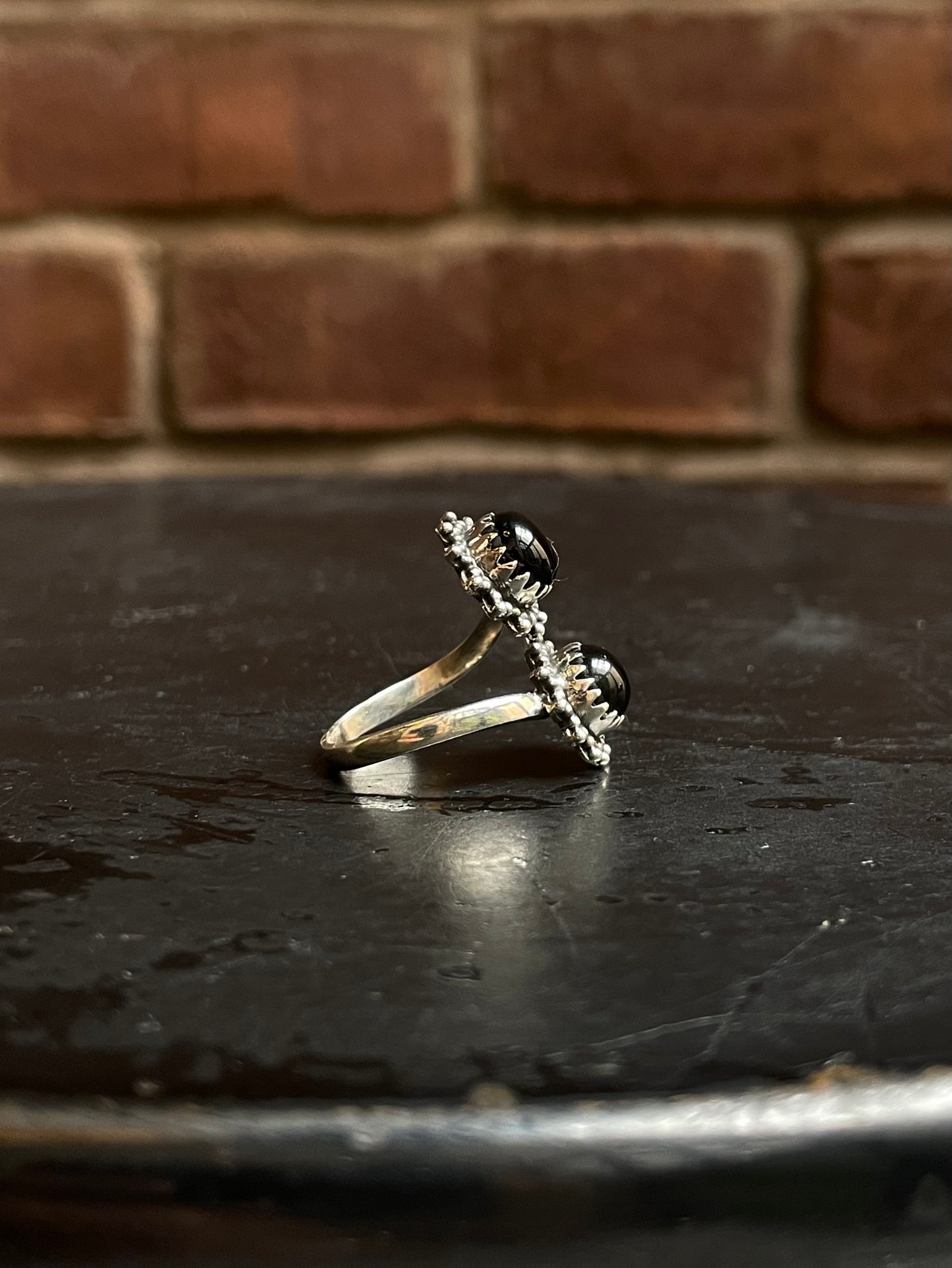 Black Onyx Bypass Ring Size 8 | 925 Sterling Silver Southwest E144