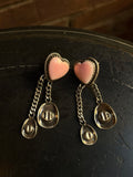 Pink Conch Heart Hat Stud Earrings | 925 Sterling Silver G669