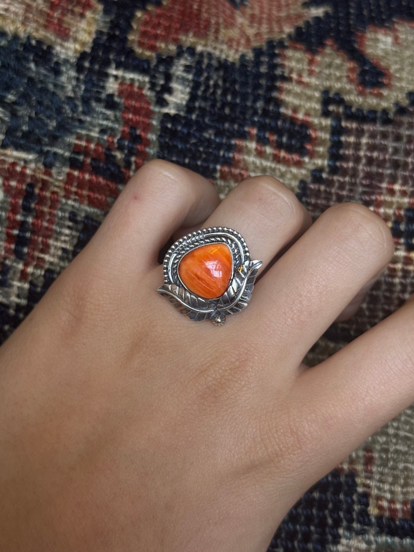 Spiny Oyster Leaf Ring | 925 Sterling Silver | Size 7 C219