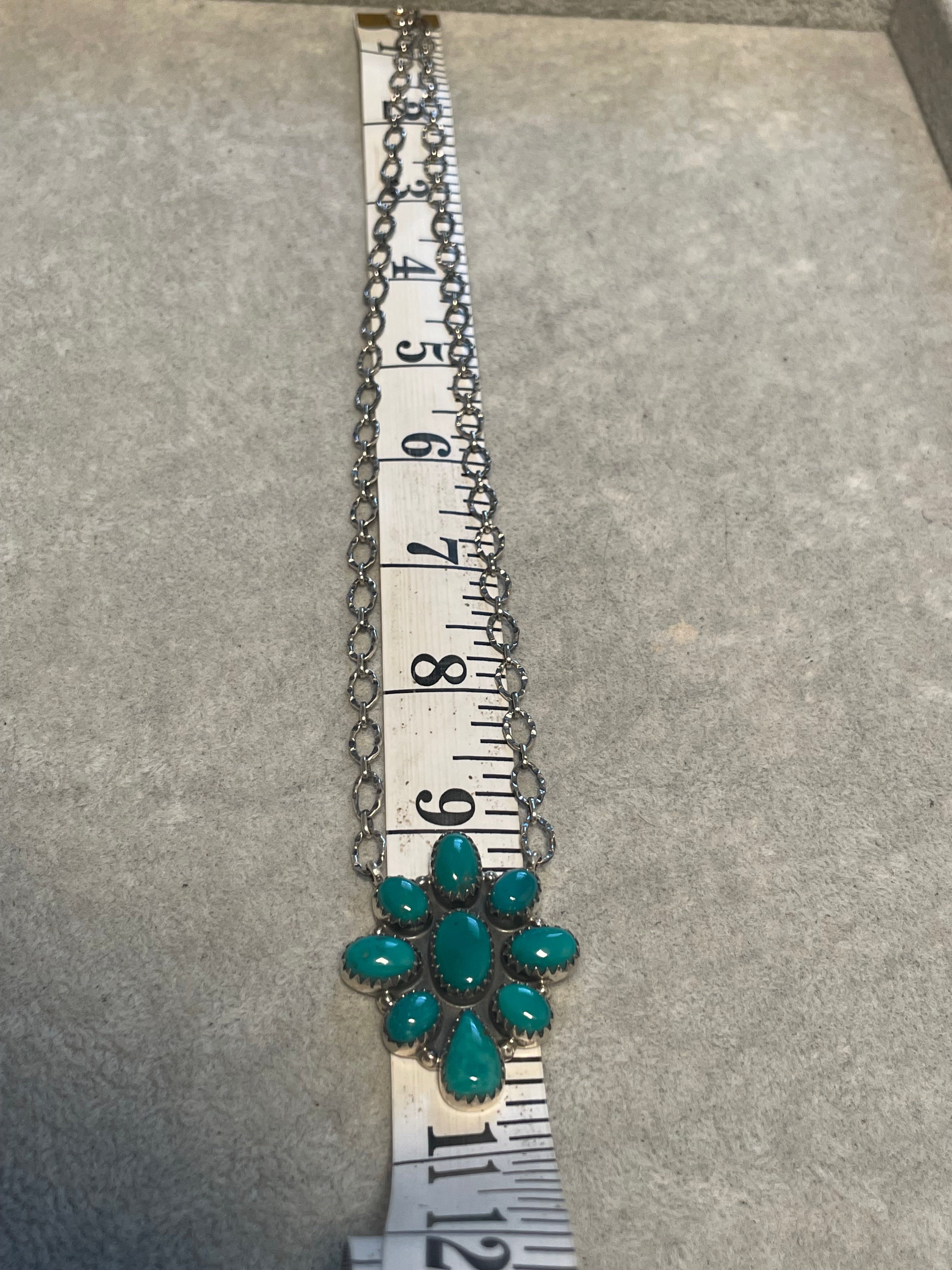 Kingman Turquoise Cluster Necklace | 925 Sterling Silver D212