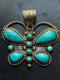 Kingman Turquoise Butterfly Pendant | Sterling Silver G465