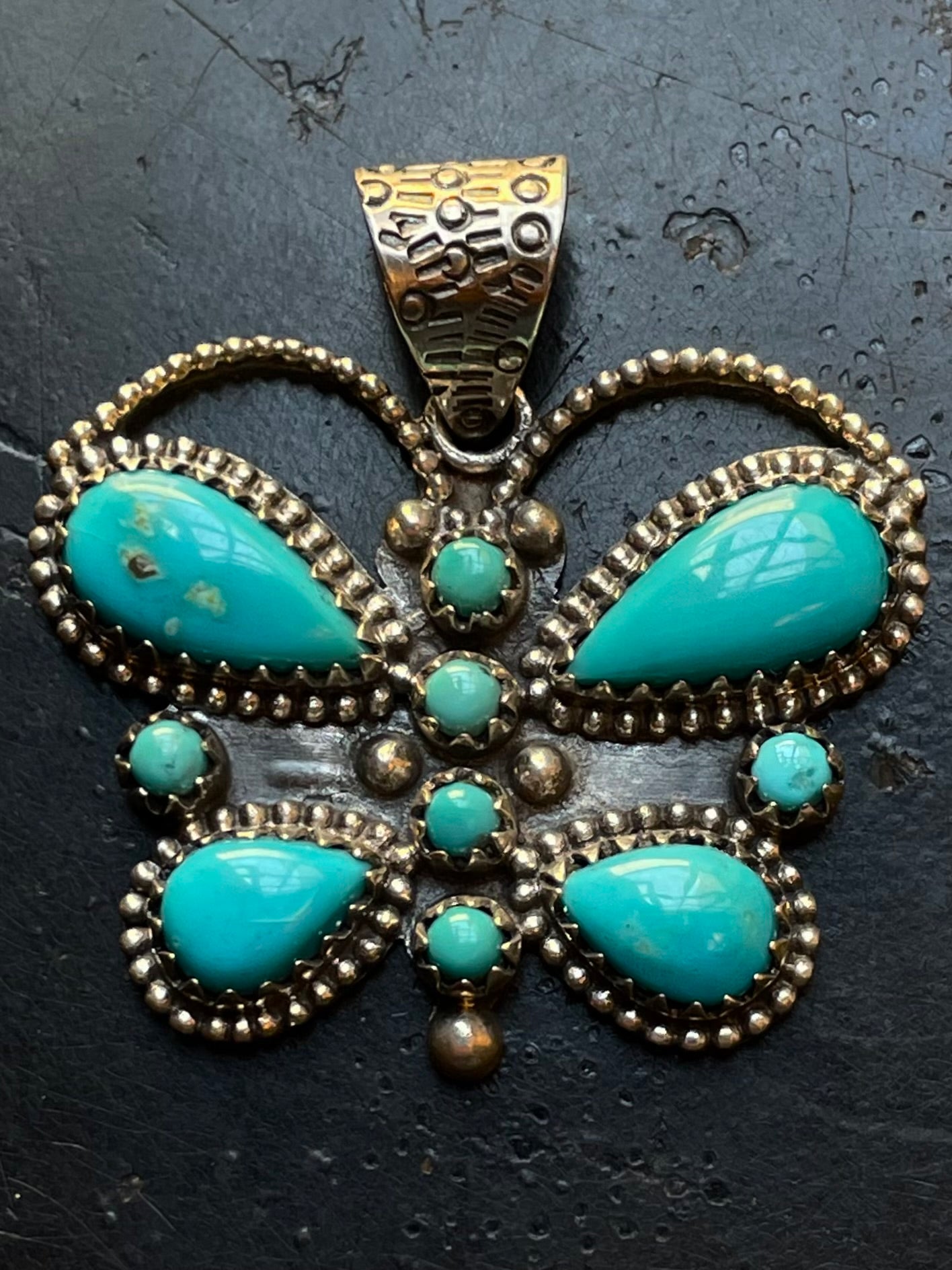 Kingman Turquoise Butterfly Pendant | Sterling Silver G465