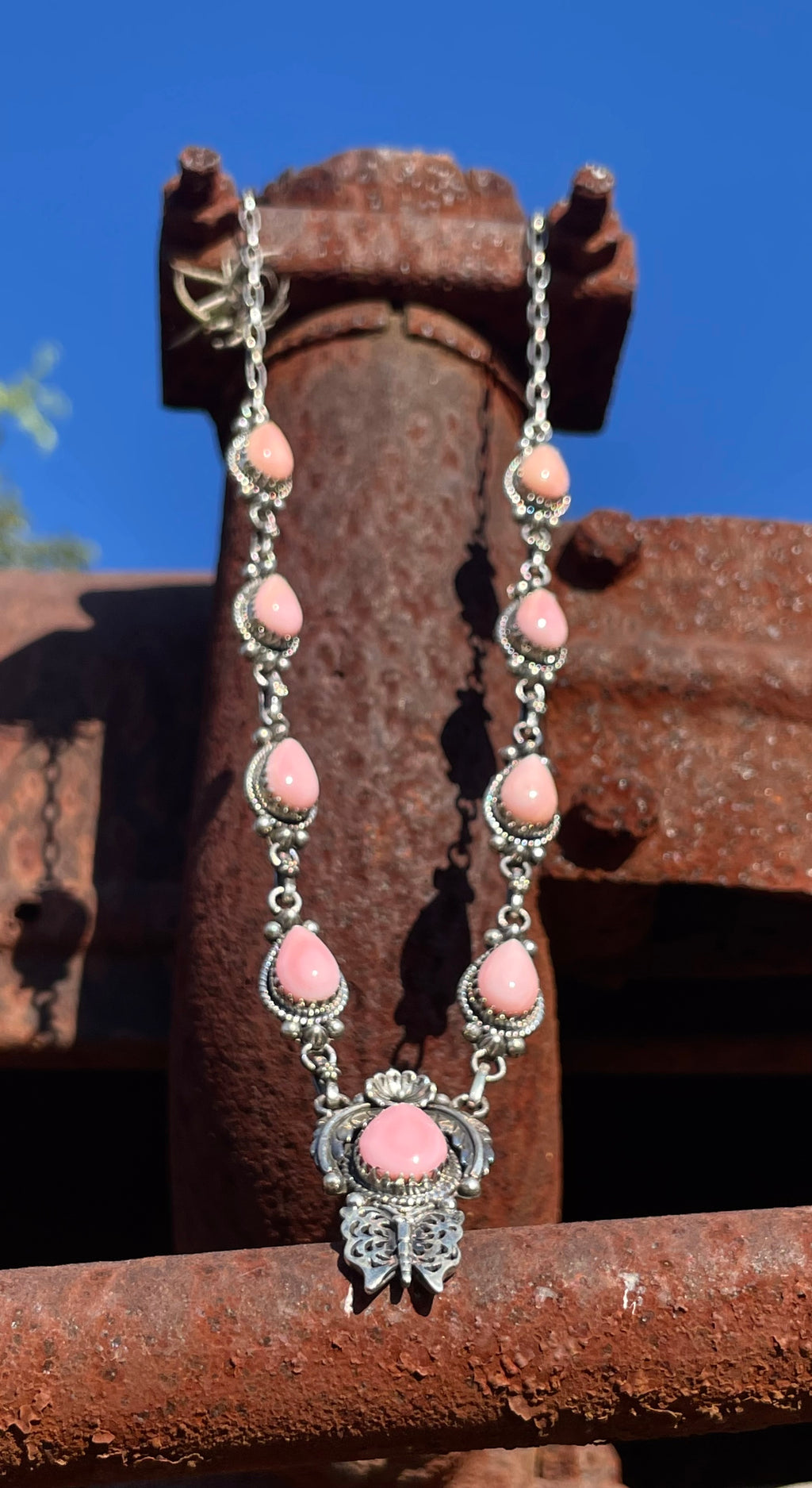 Pink Conch Floral Necklace | 925 Sterling Silver E337