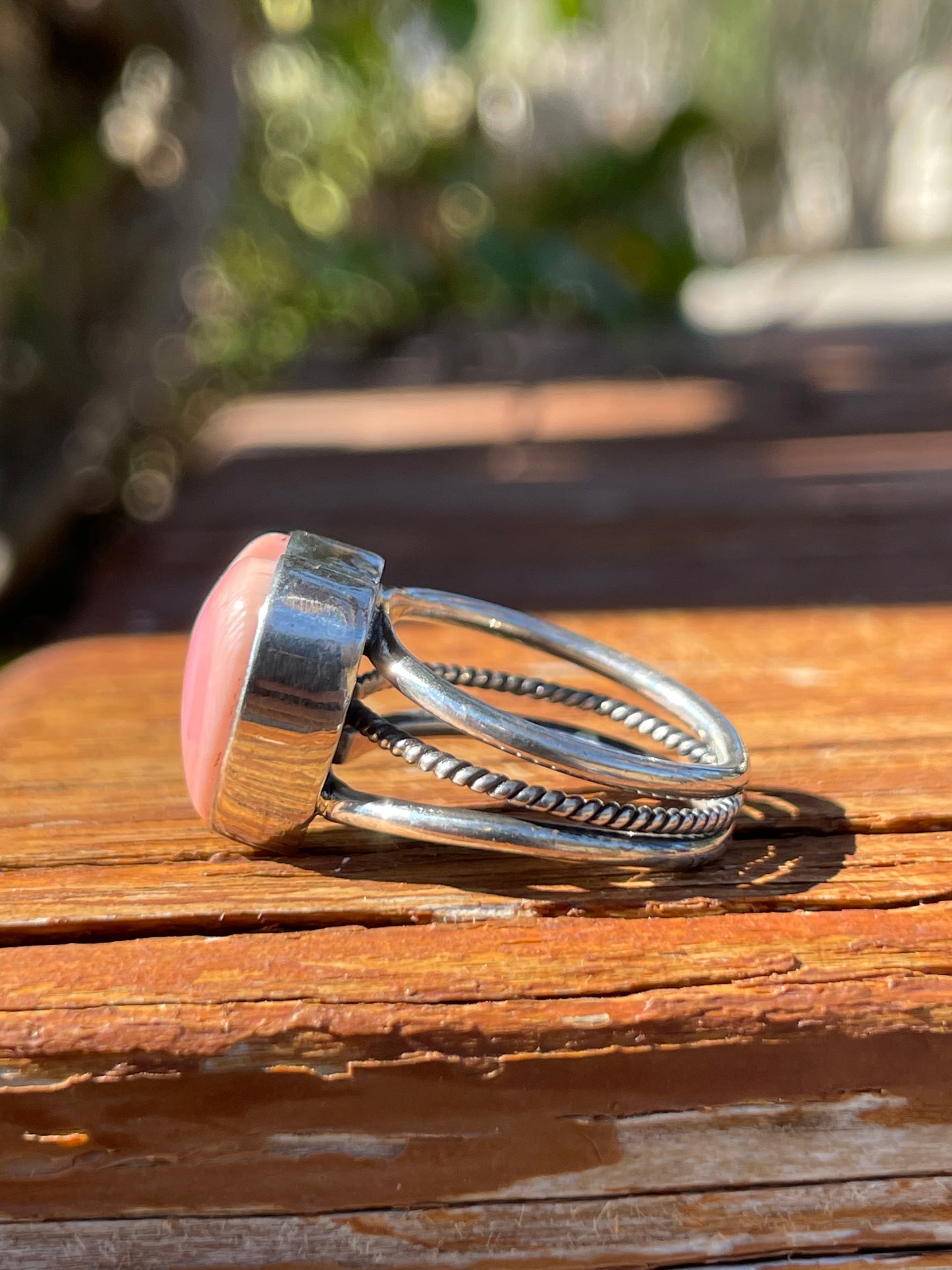 Pink Conch Heart Ring Size 7.5 | 925 Sterling Silver B936