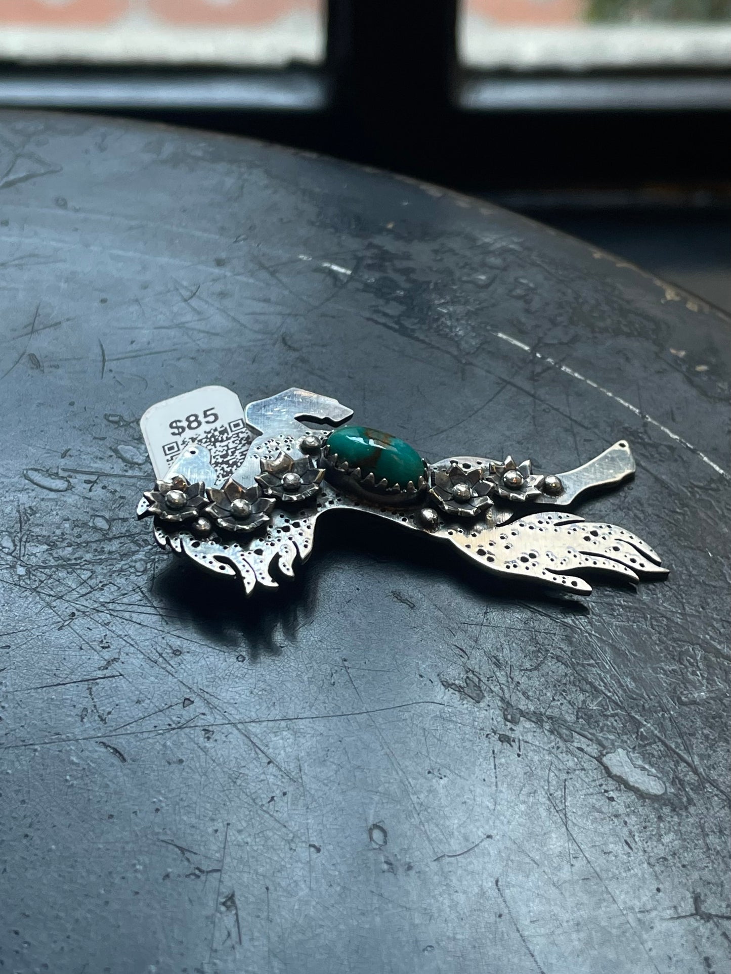 Kingman Turquoise Heart Pendant | Sterling Silver | A661