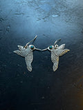 Turquoise Hummingbird Earrings | 925 Sterling Silver Hooks E374